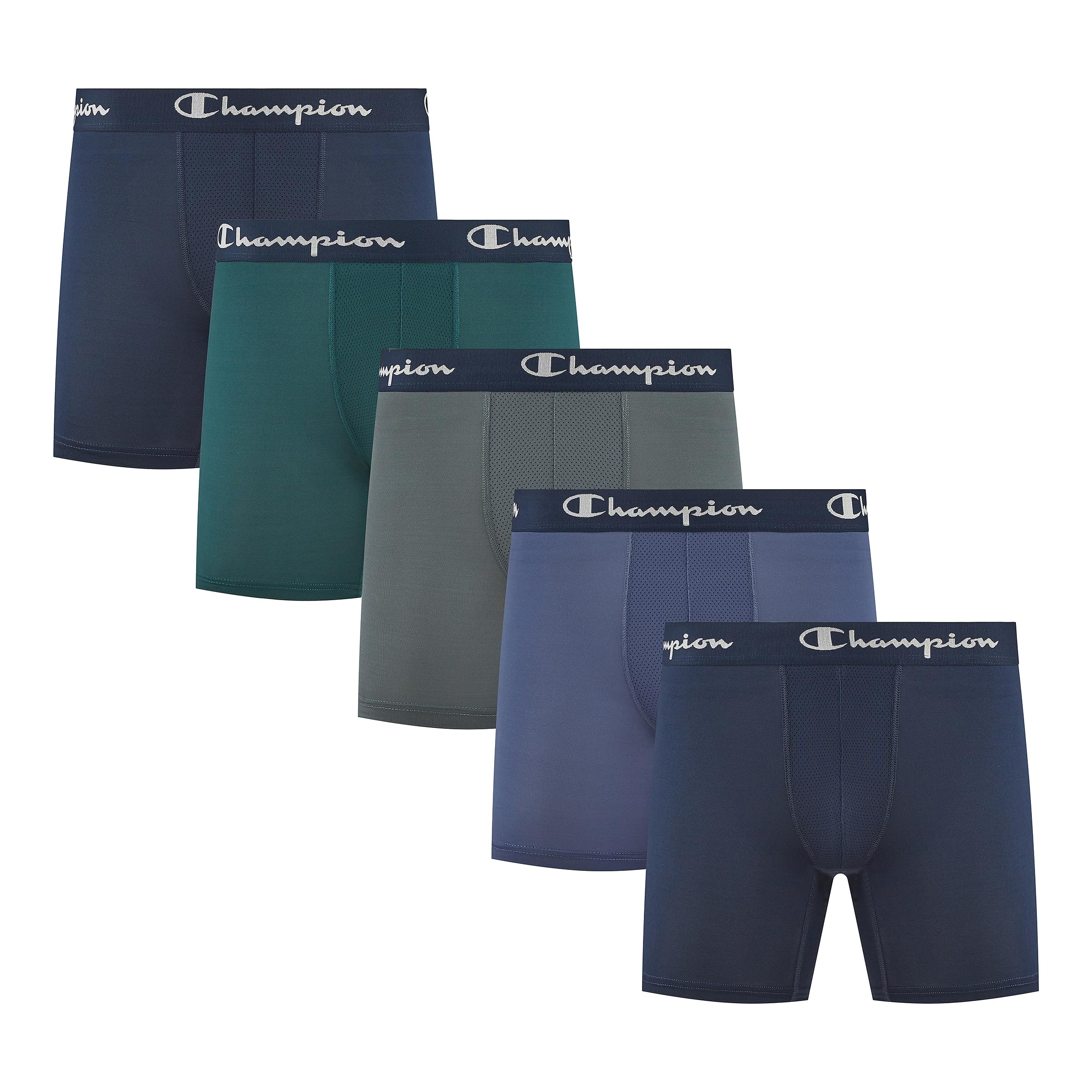 Champion Men's Performance Boxer Brief-5 Pack- With Moisture-wicking, Odor Control, Mesh Pouch & No Ride-up Fit (S–xl)