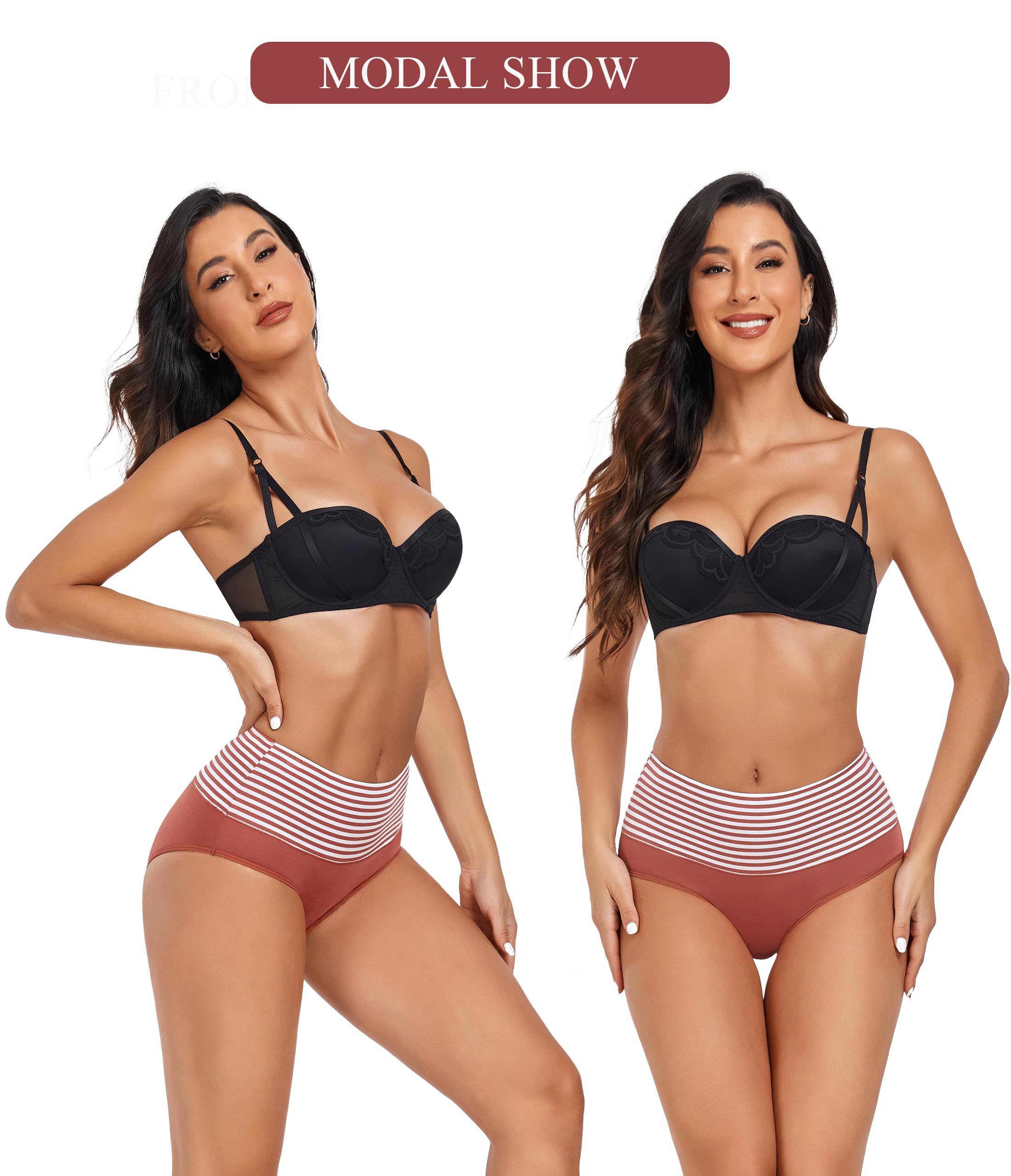 ANLIQI Women's Cotton Modal Ployamide Bikini Panties, Soft Moisture Wicking Hipster Briefs Undies for Ladies Multi-Pack