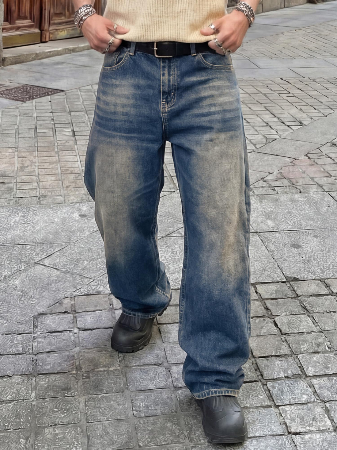 JMIERR Men's Tapered Baggy Jeans - Loose Fit Wide Leg Denim Pants | Vintage Relaxed Loose Fit, Stretch, Wide Leg, Skater Streetwear, 5 Pockets, Casual Carpenter Jean, Hip Hop,Loose Fit,Outfit