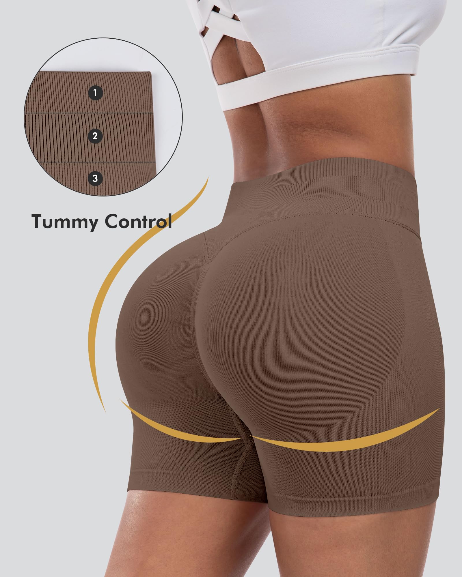 CHRLEISURE Workout Shorts for Women, High Waisted Butt Lifting Scrunch Sports Seamless Gym Shorts Set