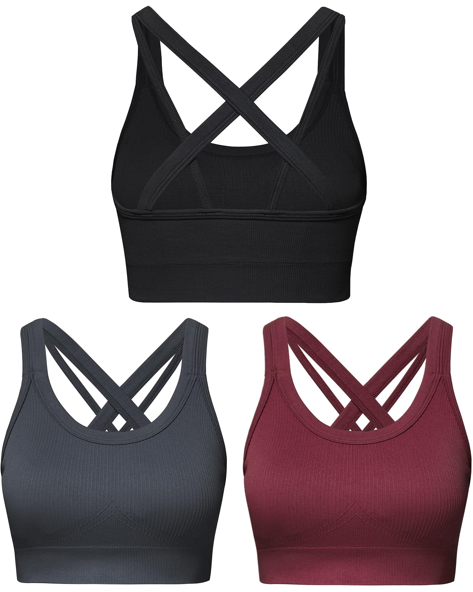 Sports Bras for Women HIigh Support, Criss-Cross Back Padded Strappy High Impact Sports Bras for Women Large Bust
