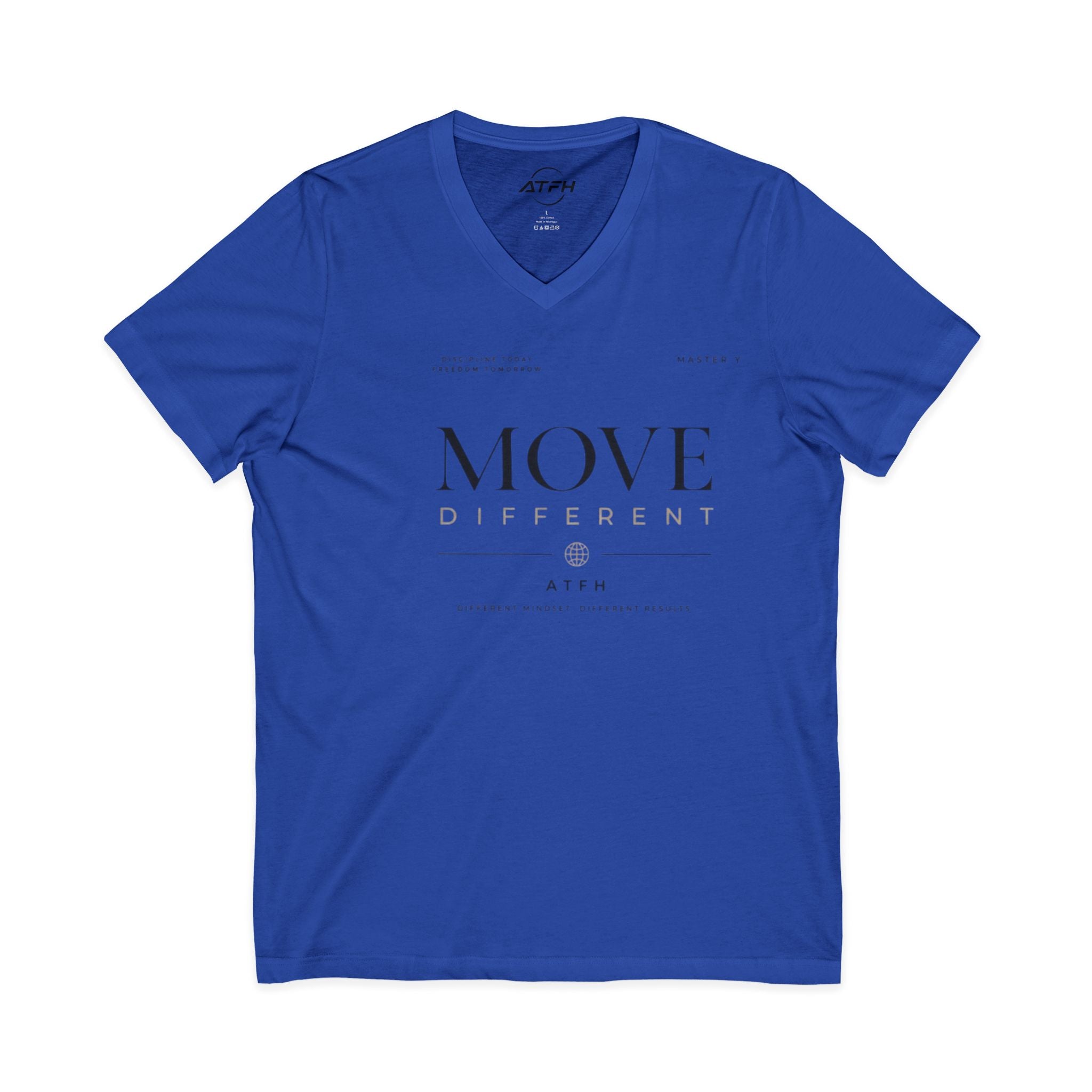 Move Different V-Neck Tee — Minimal Motivational Graphic Shirt Printify