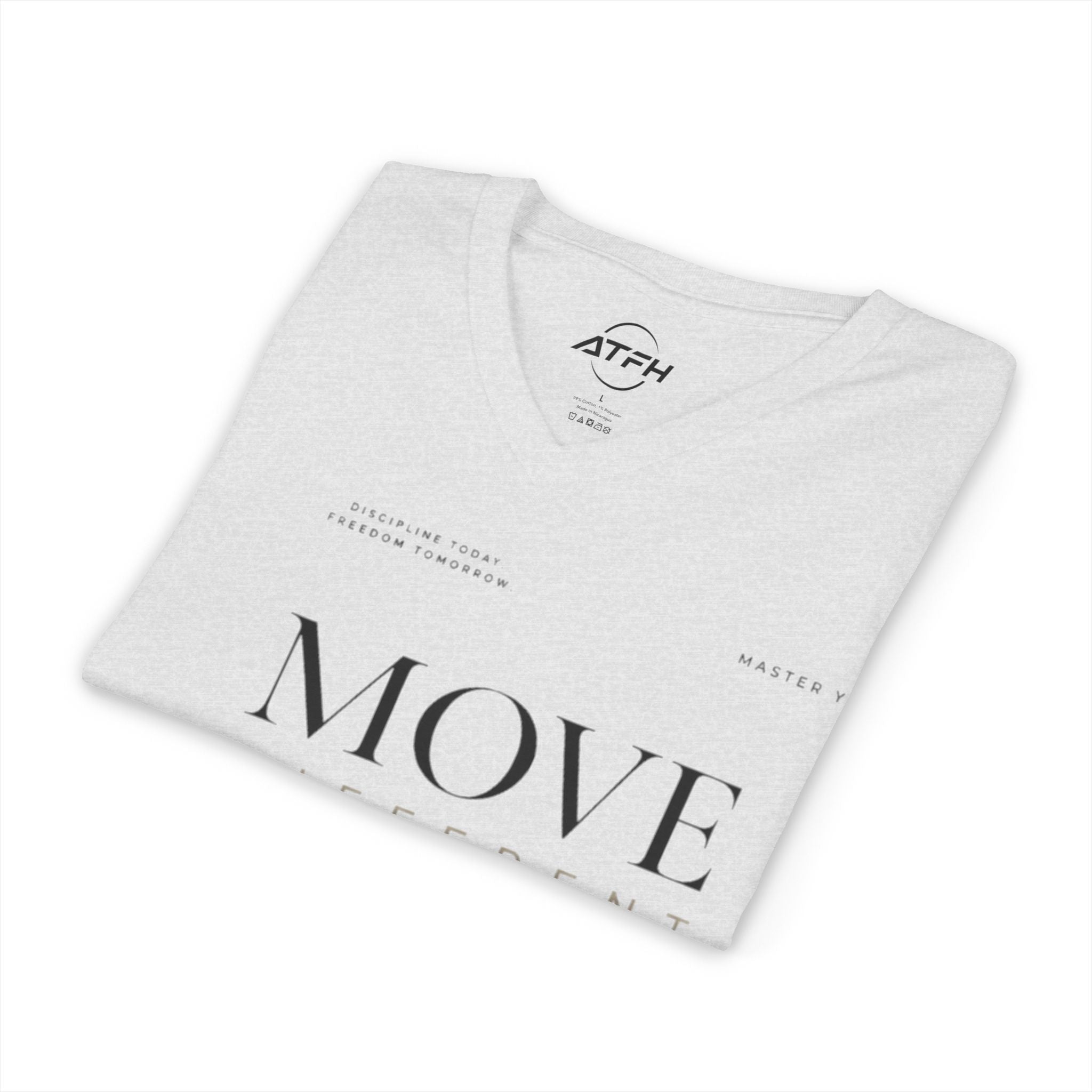 Move Different V-Neck Tee — Minimal Motivational Graphic Shirt Printify