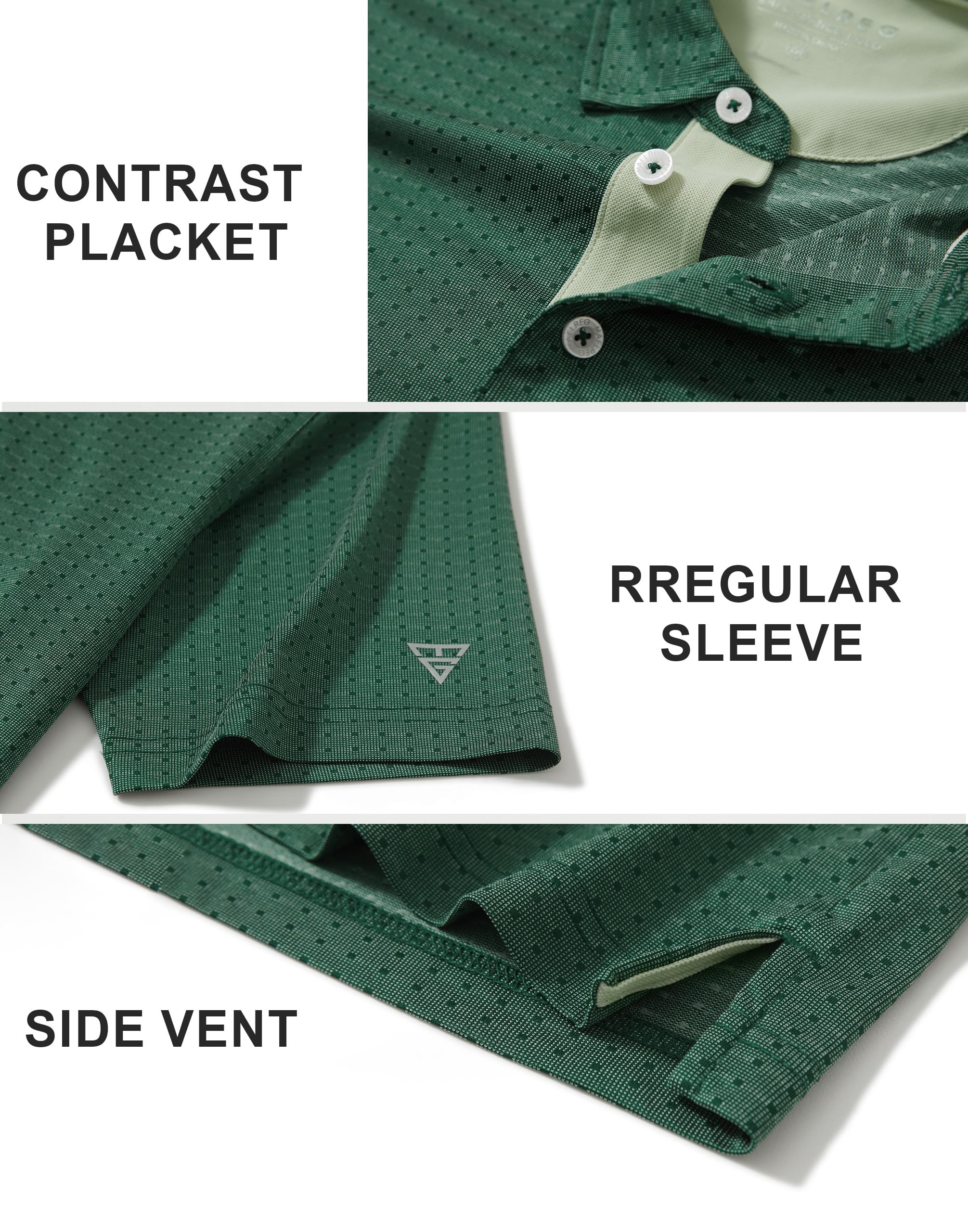 M MAELREG Mens Golf Polo Shirts Jacquard Ribbed Collar Performance Moisture Wicking Dry Fit Short Sleeve Golf Shirts for Men