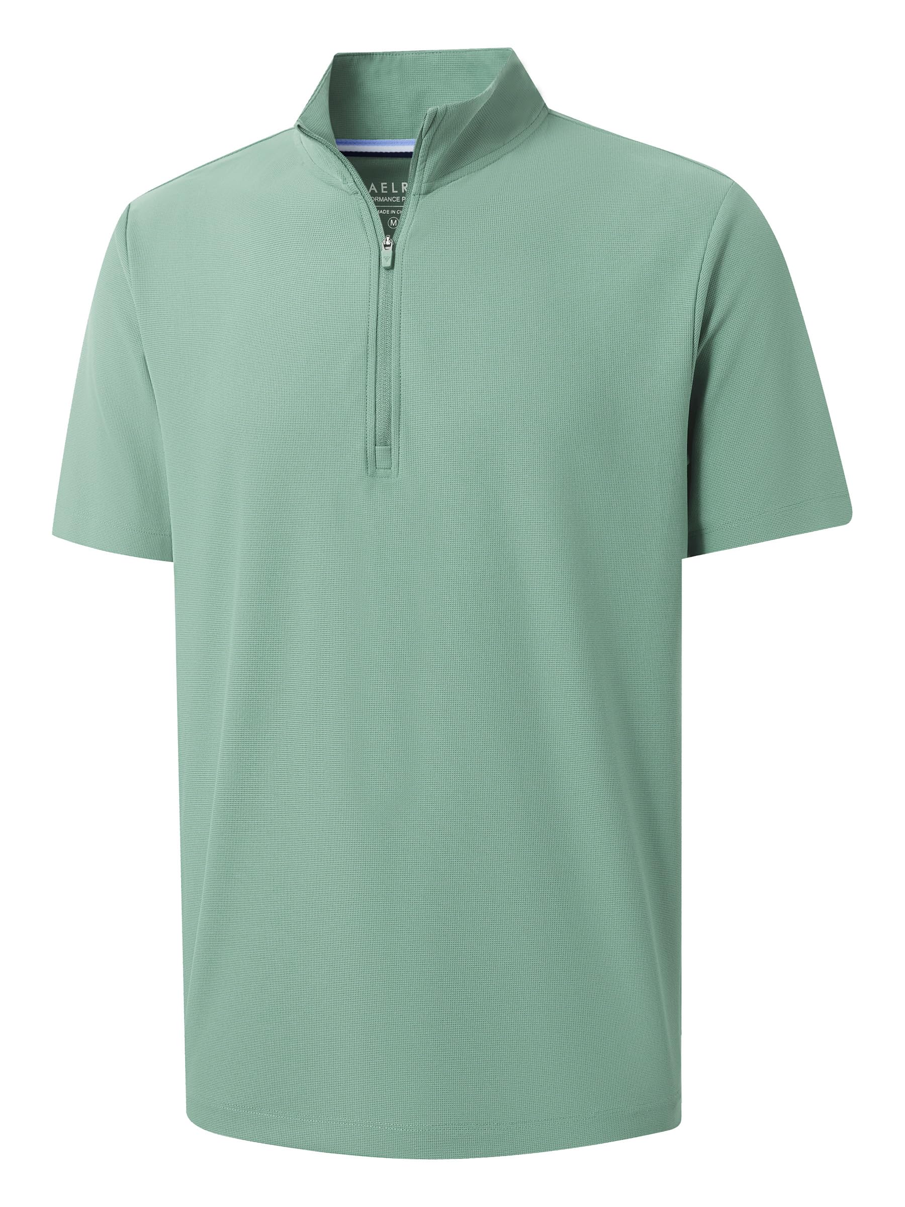 M MAELREG Golf Shirt for Men Zipper Waffle Texture Moisture Wicking Dry Fit Collared Lightweight Mens Polo Shirt Short Sleeve