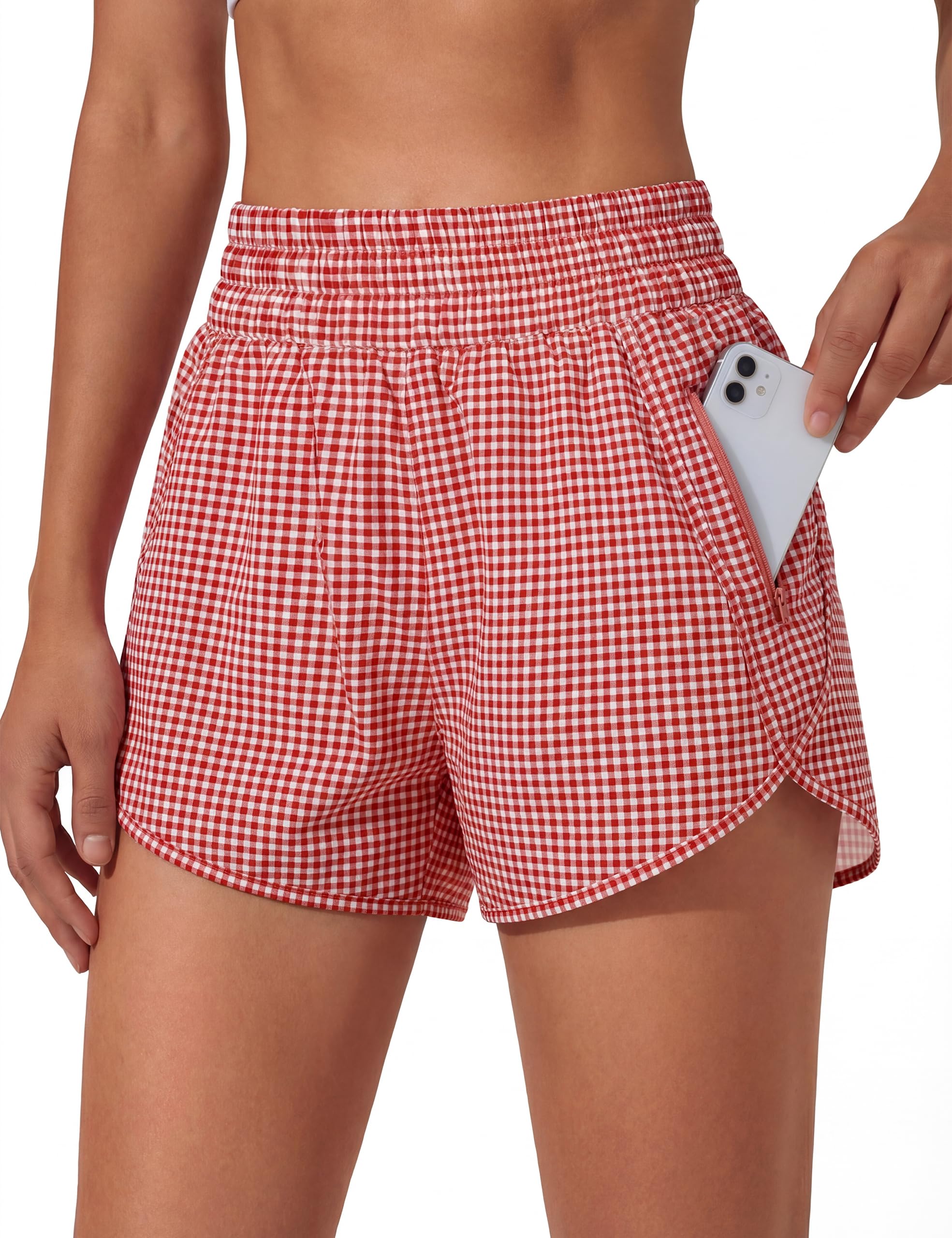 BMJL Women's Running Shorts Elastic High Waisted with Pockets, 2.5" Sporty Workout Quick Dry Athletic Shorts