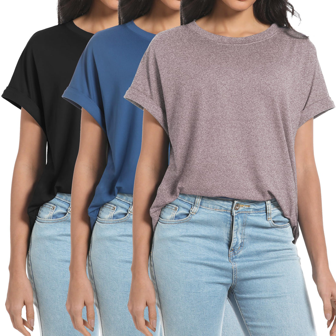 Siimcuzy 2/3/4 Pack Oversized Tshirts for Women Short Sleeves Workout Tops | Loose Fit, Crew Neck, Baggy, Summer, Casual, Gym, Plus Size, Plain, Tops, Fashion, Clothes, 2026