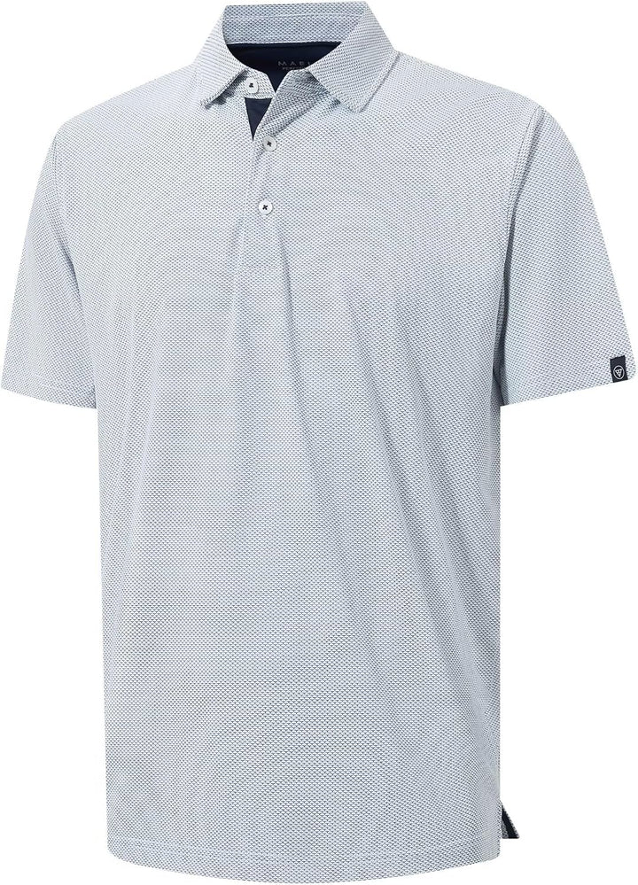 M MAELREG Mens Golf Shirts Short Sleeve Performance Moisture Wicking Dry Fit Collared Jacquard Polo Shirts for Men