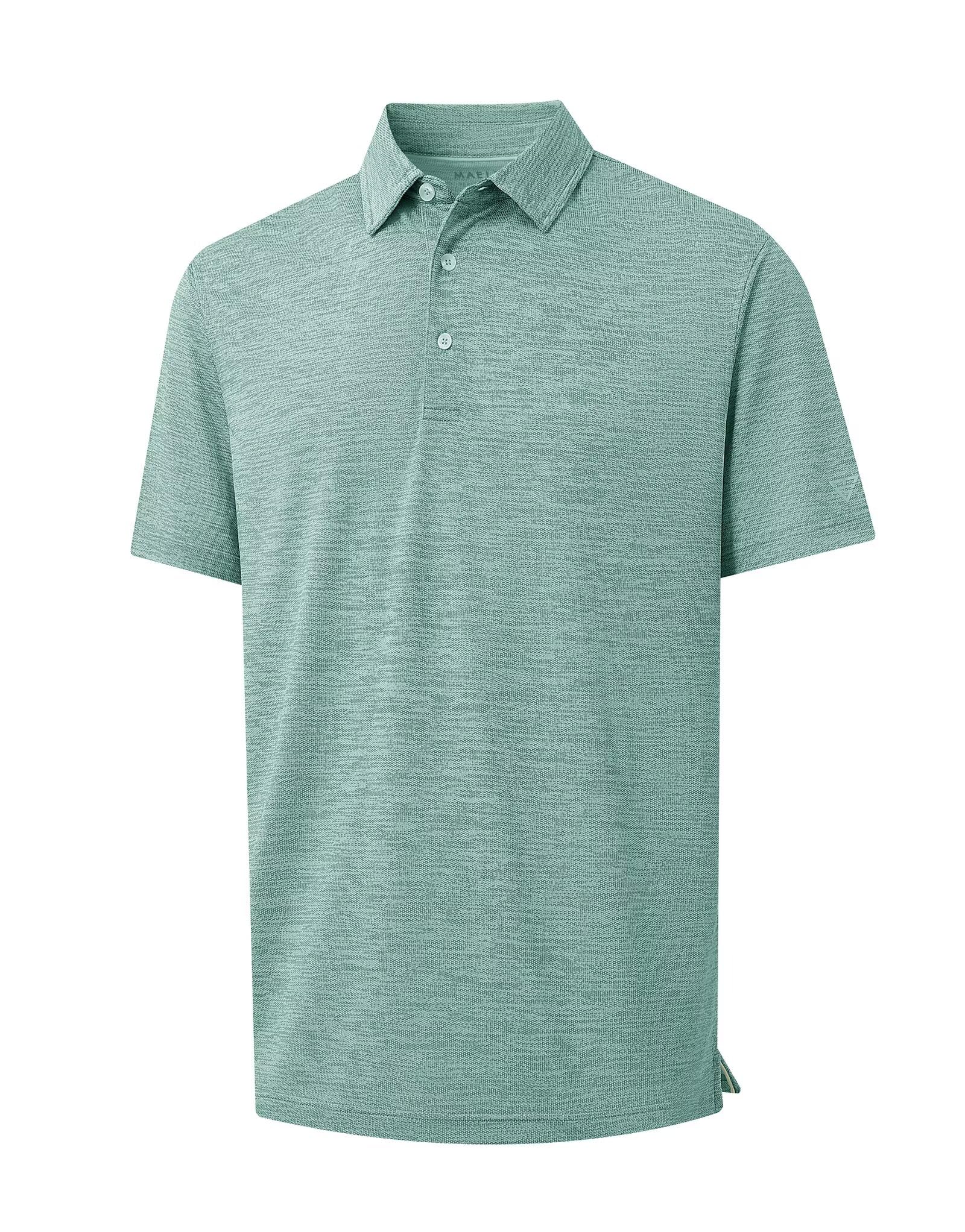 M MAELREG Golf Shirts for Men Print Performance Moisture Wicking Dry Fit Heather Stripe Collared Mens Polo Shirt Short Sleeve