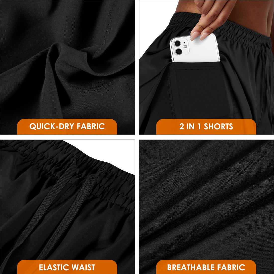 Yevrimow Women's 2 in 1 Running Shorts for Gym Yoga Workout Athletic Shorts High-Waisted Shorts with Liner Pockets