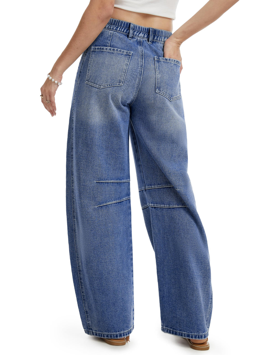 SEVEGO Womens Tall 30/32/34 Barrel Jeans Vintage Wide Leg Mid Rise Baggy Y2k Cropped Relax Fit Denim Trouser Ankle Pants