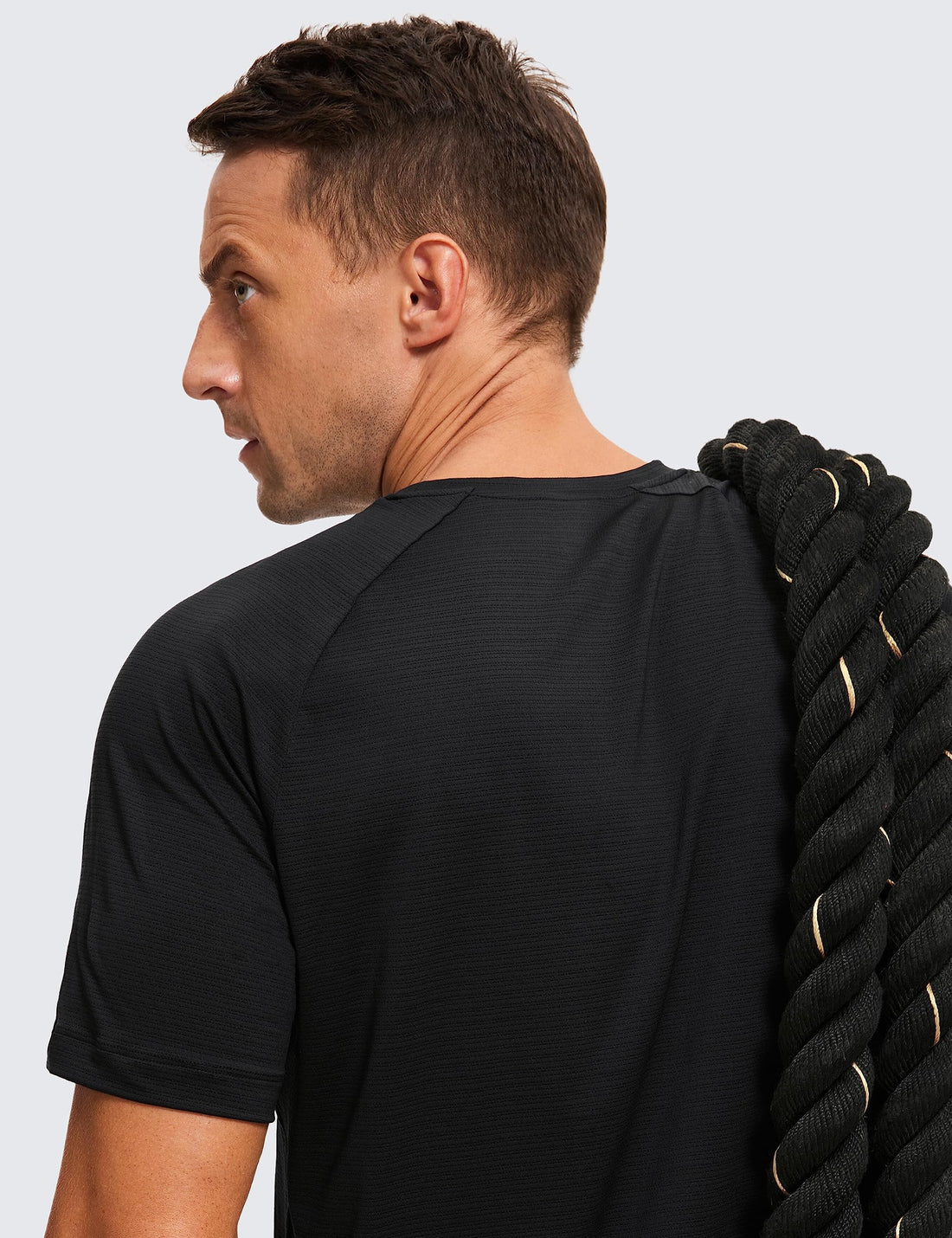 CRZ YOGA Breathable Texture Crewneck T-Shirts | Workout, Quick Dry, Lightweight, Classic Fit, Round Scallop Back, Short Sleeve Shirts for Men