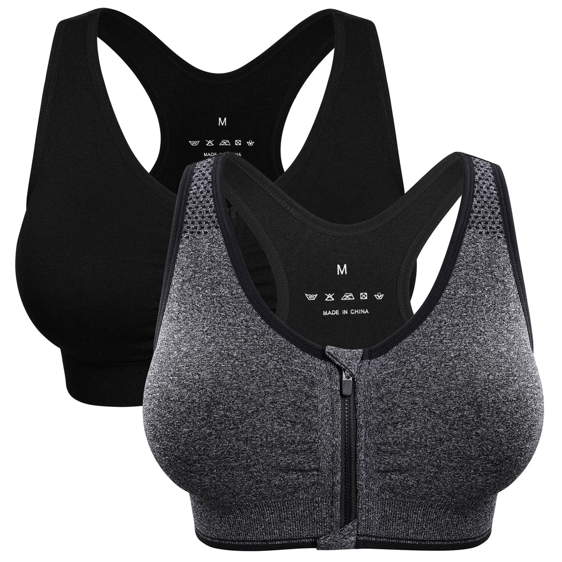 Women's Zip Front Sports Bra Wireless Post-Surgery Bra Workout Sports Bras | Zipper Front Closure, Surgical Mastectomy Bra, Post Op, Compression, Comfort, Medium Support, Active, Yoga, Removable Pads