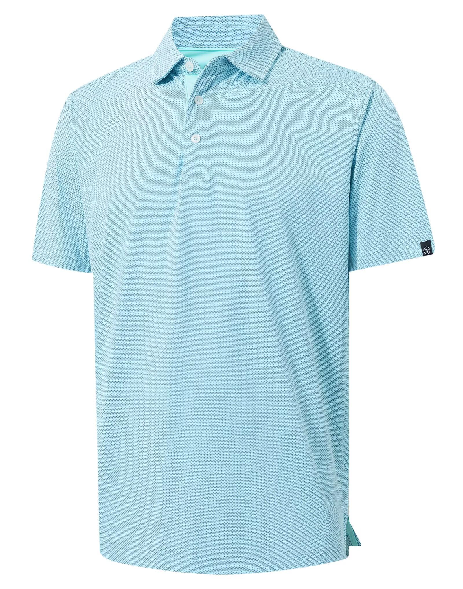 M MAELREG Mens Golf Shirts Short Sleeve Performance Moisture Wicking Dry Fit Collared Jacquard Polo Shirts for Men
