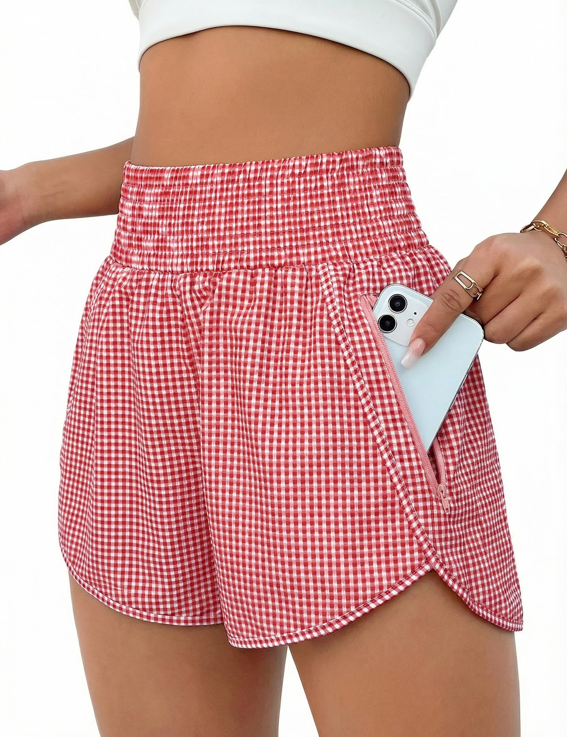 BMJL Women's Athletic Shorts High Waisted Running Short Pocket 2.5" Sporty Shorts Gym Workout Shorts