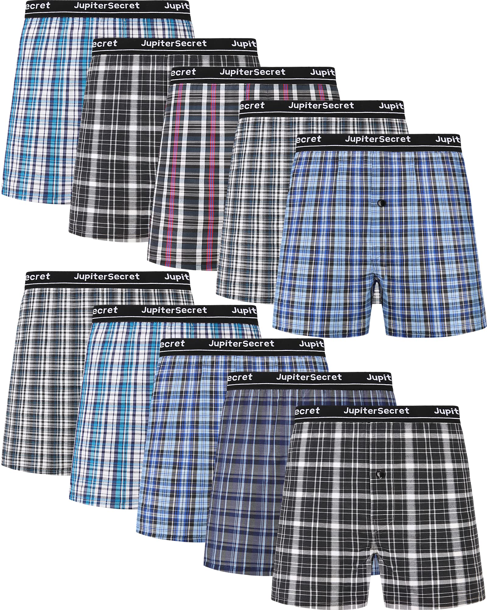 JupiterSecret Men's Underwear Woven Boxers for Men Pack Cotton Boxer Shorts Elastic Waistband