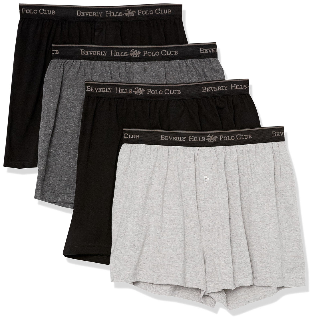 Beverly Hills Polo Club Men's 4 Pack Knit Boxer Short