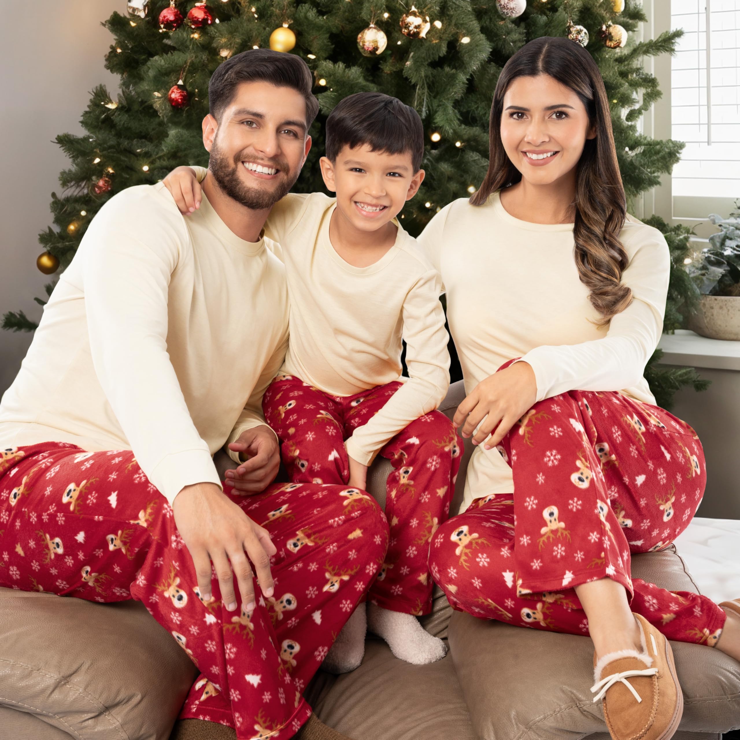 Fruit of the Loom Men Matching Holiday Family Sleep Pajama Set for Women, Men, and Kids