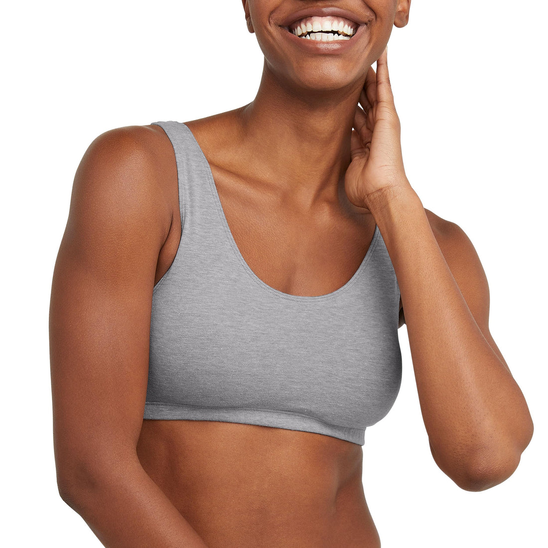 Hanes Women's Pack, Cotton Scoopneck Bralette, Low-Impact Sports Bra, 3-Pack
