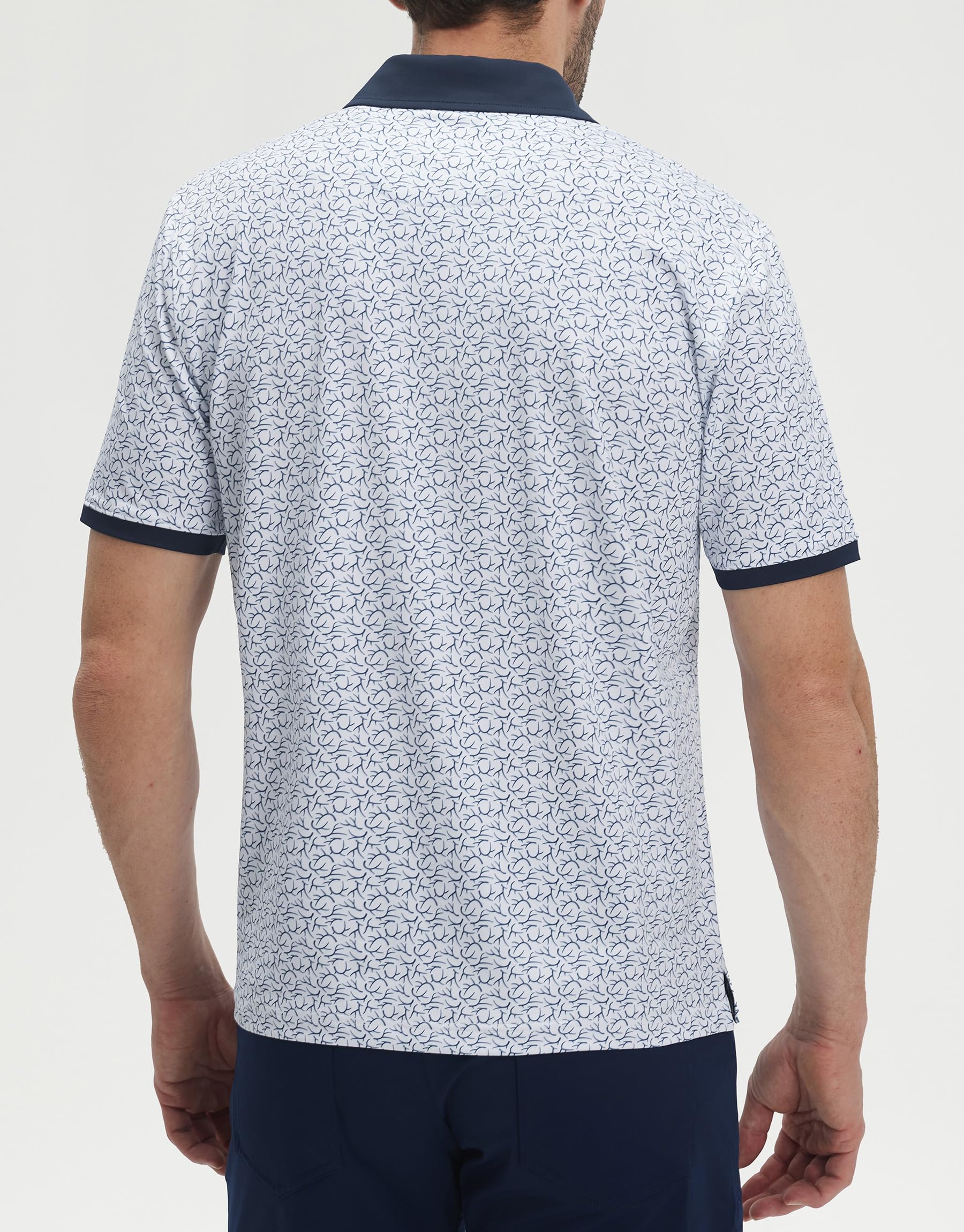 M MAELREG Golf Polo Shirts for Men Dry Fit Performance Lightweight Printing Contrast Collar Mens Golf Shirts Short Sleeve