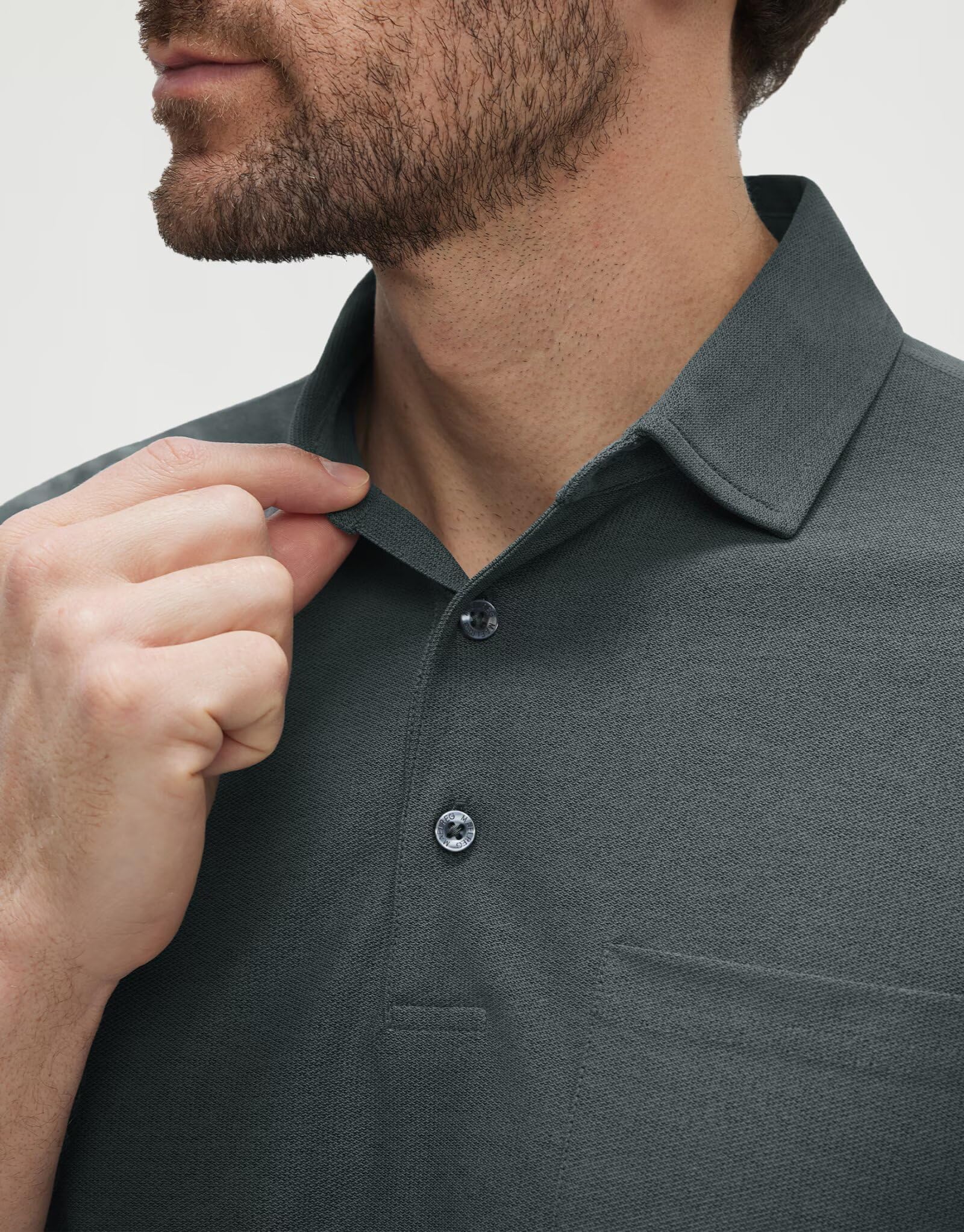M MAELREG Golf Shirts for Men Heather Pocket Lightweight Moisture Wicking Cllared Stretch Mens Polo Shirts Short Sleeve