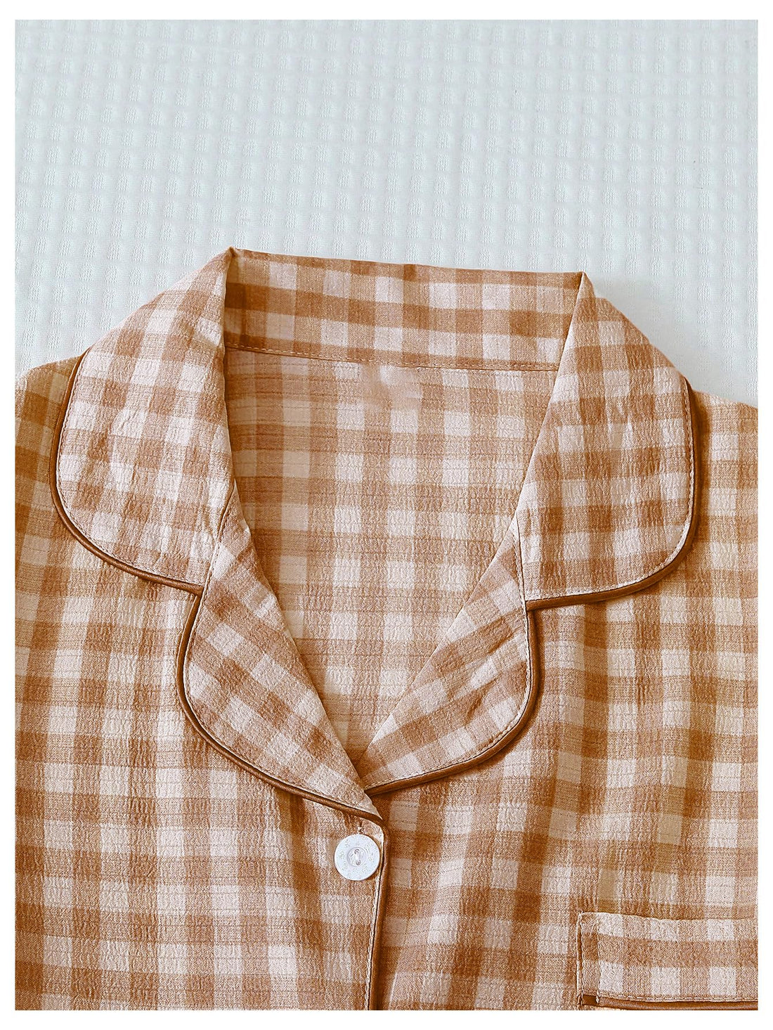 Verdusa Pajamas Sets 2 Piece Gingham Cute Button Down Shirts with Shorts