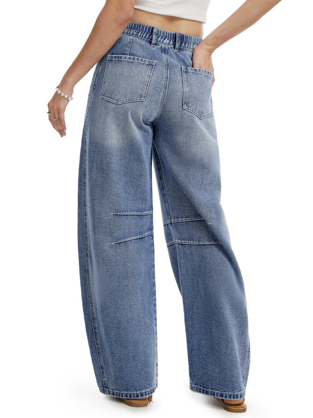 SEVEGO Womens Tall 30/32/34 Barrel Jeans Vintage Wide Leg Mid Rise Baggy Y2k Cropped Relax Fit Denim Trouser Ankle Pants