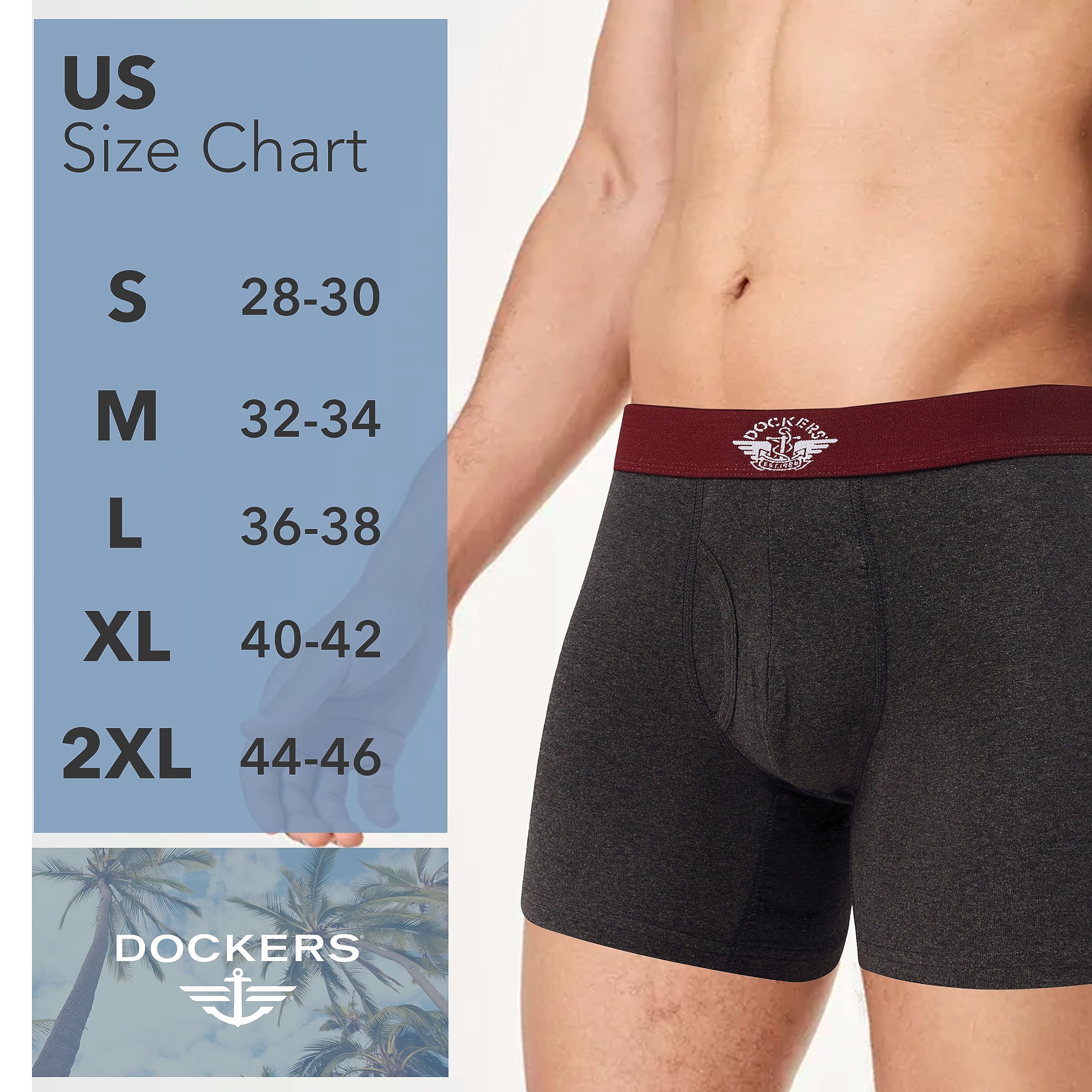 DOCKERS Mens Boxer Briefs Breathable Cotton Underwear for Men Pack of 5
