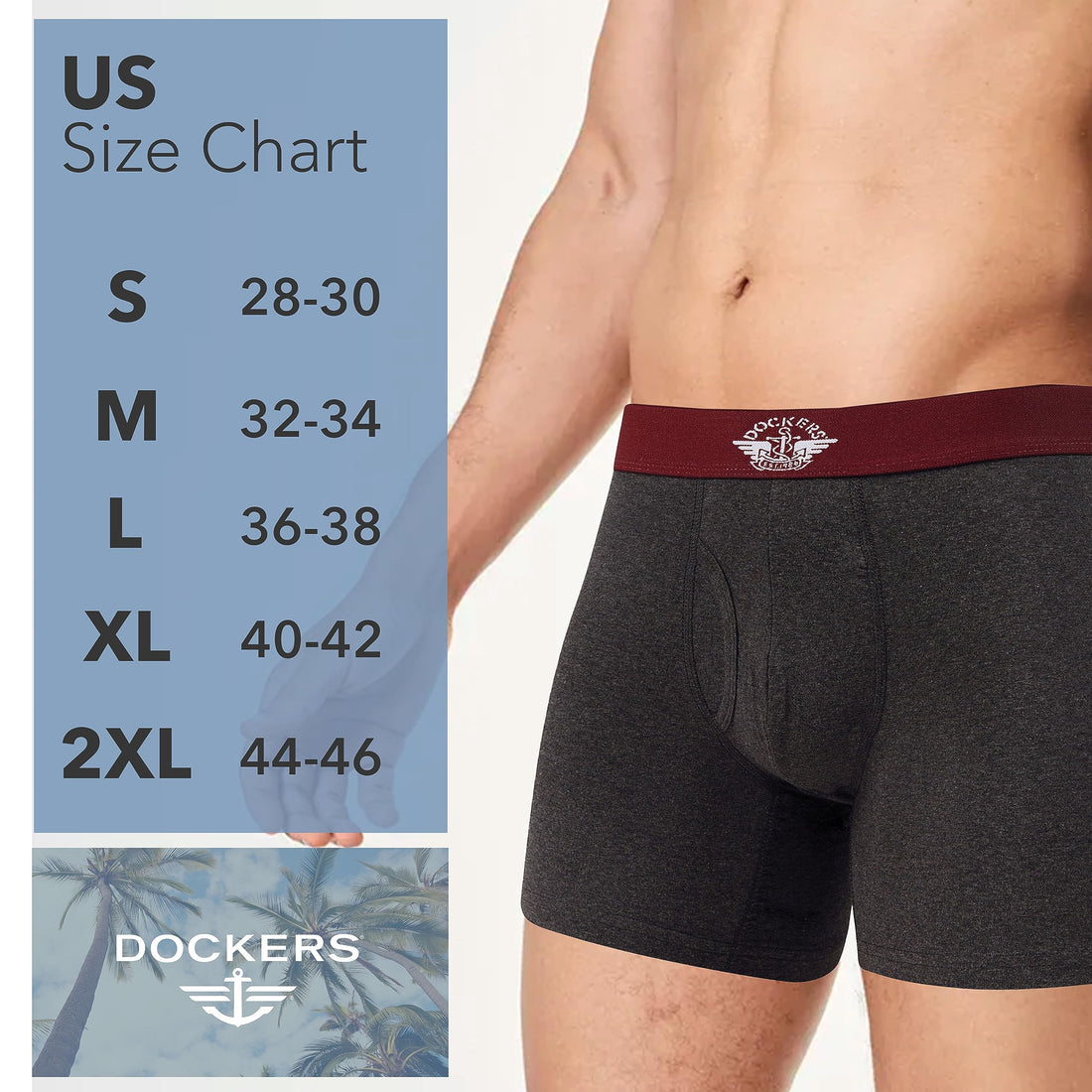 DOCKERS Mens Boxer Briefs Breathable Cotton Underwear for Men Pack of 5