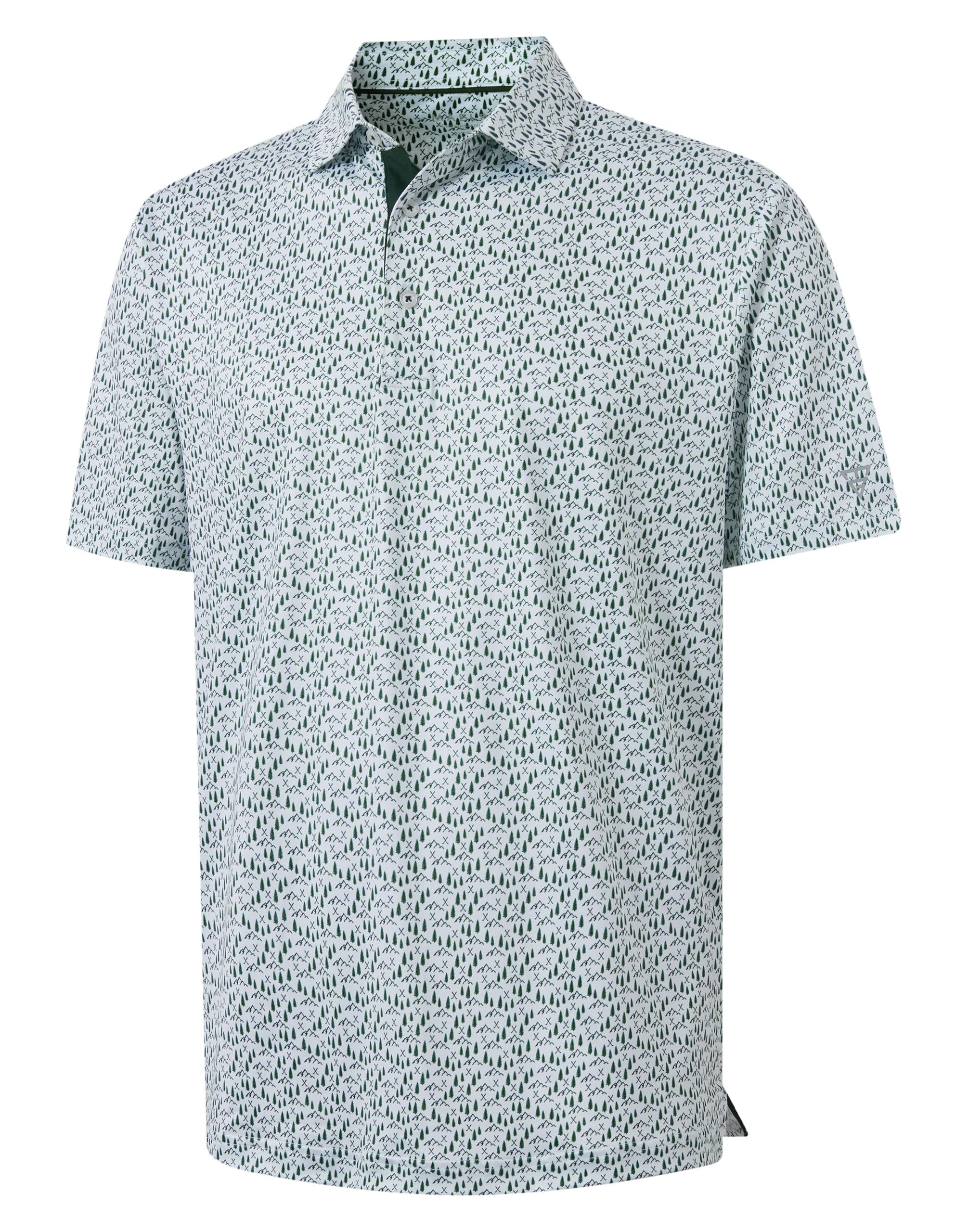 M MAELREG Mens Golf Shirt Print Performance Moisture Wicking Dry Fit Short Sleeve Casual Collared Polo Shirts for Men