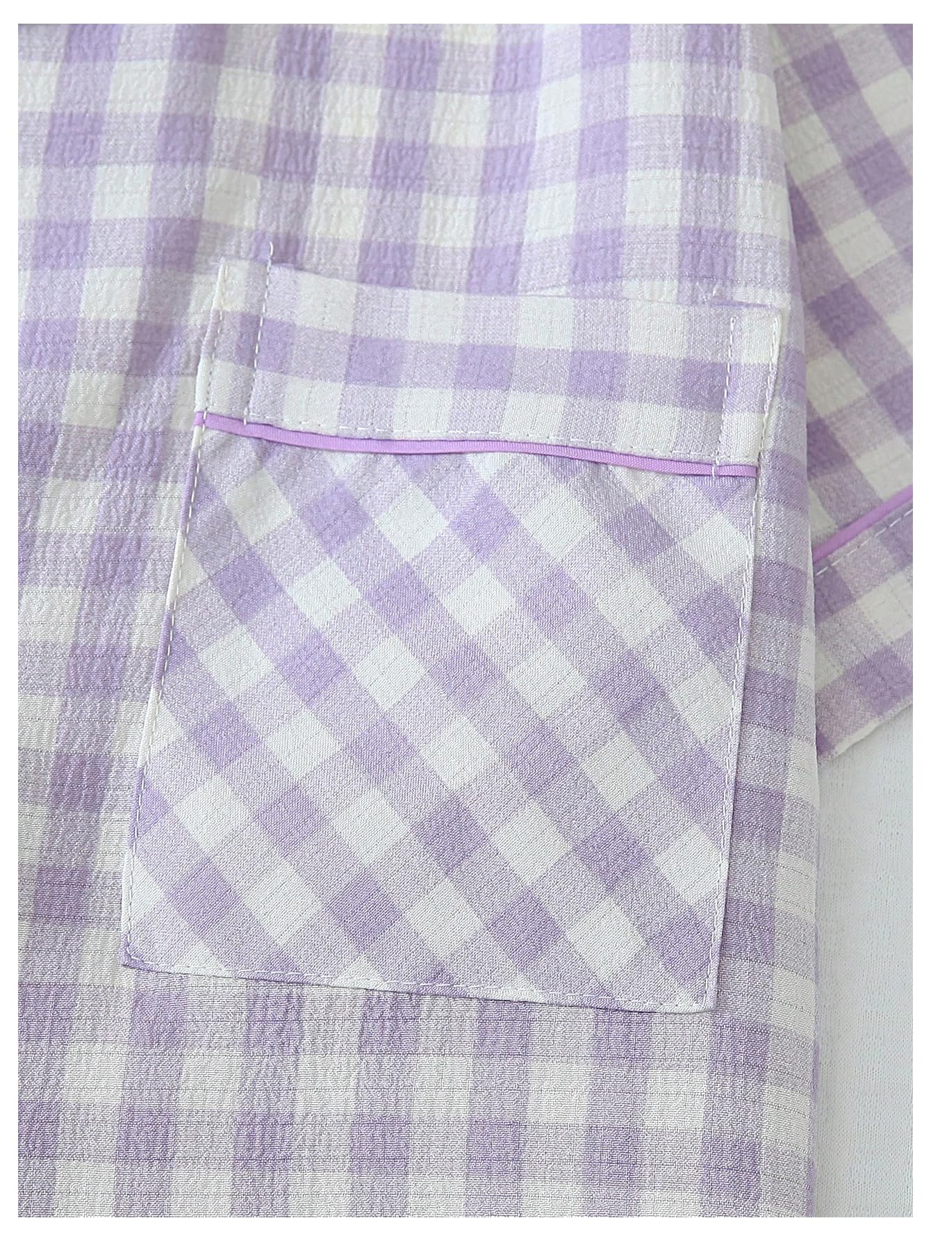 Verdusa Pajamas Sets 2 Piece Gingham Cute Button Down Shirts with Shorts