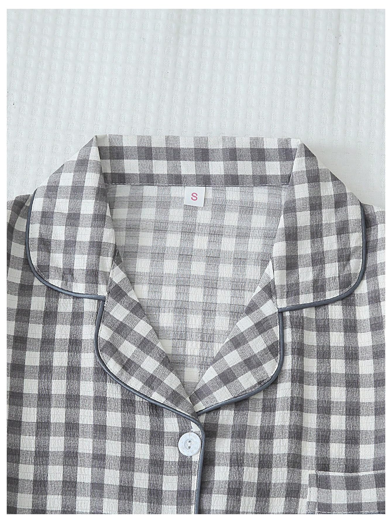 Verdusa Pajamas Sets 2 Piece Gingham Cute Button Down Shirts with Shorts