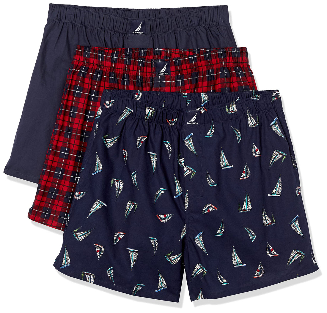 Nautica Men's Classic Cotton 3-Pack Woven Boxers