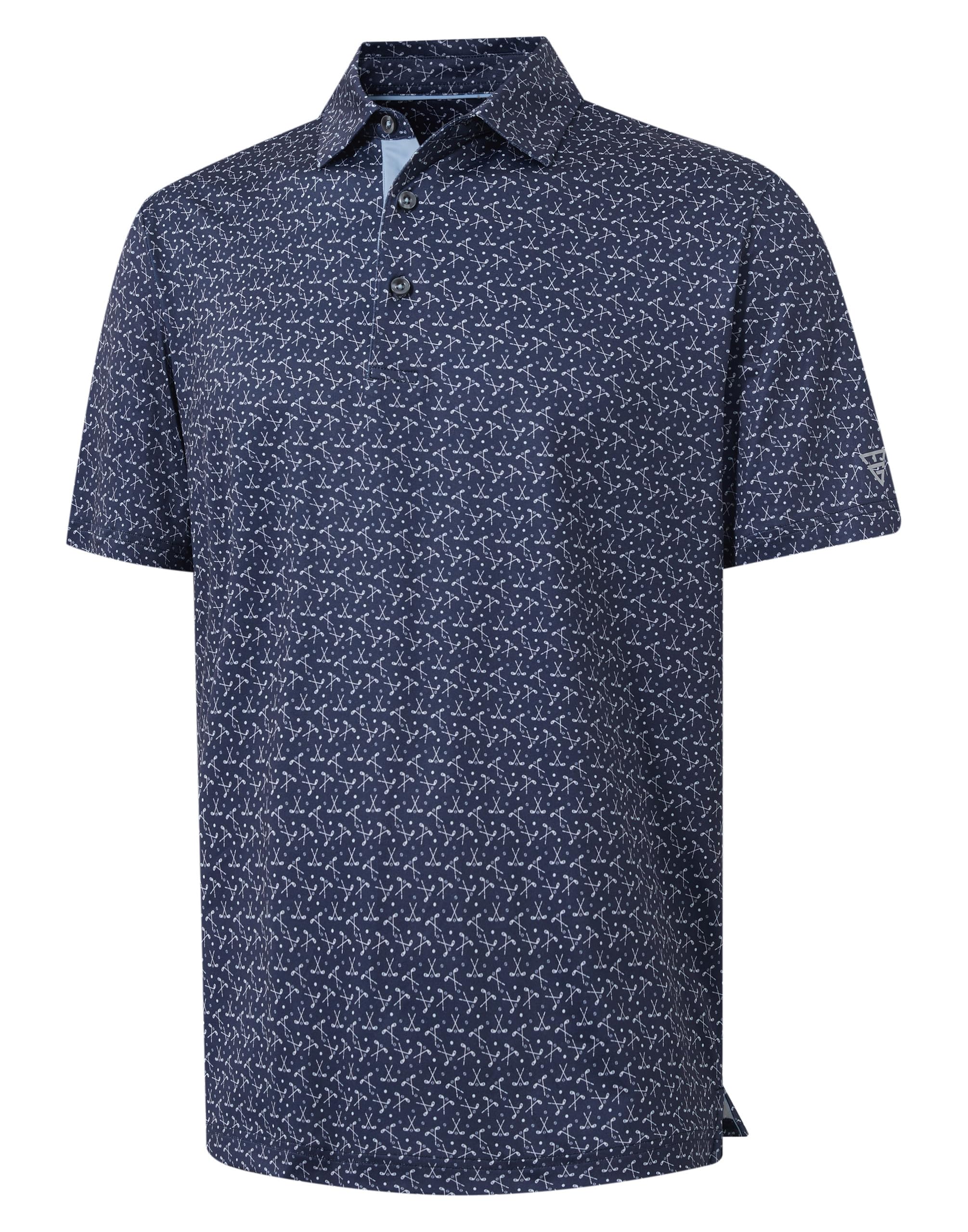 M MAELREG Mens Golf Shirt Print Performance Moisture Wicking Dry Fit Short Sleeve Casual Collared Polo Shirts for Men