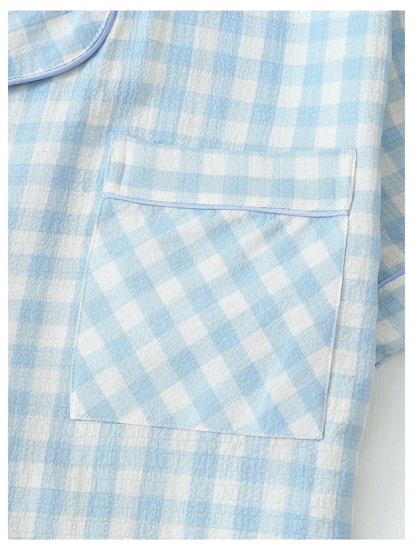 Verdusa Pajamas Sets 2 Piece Gingham Cute Button Down Shirts with Shorts