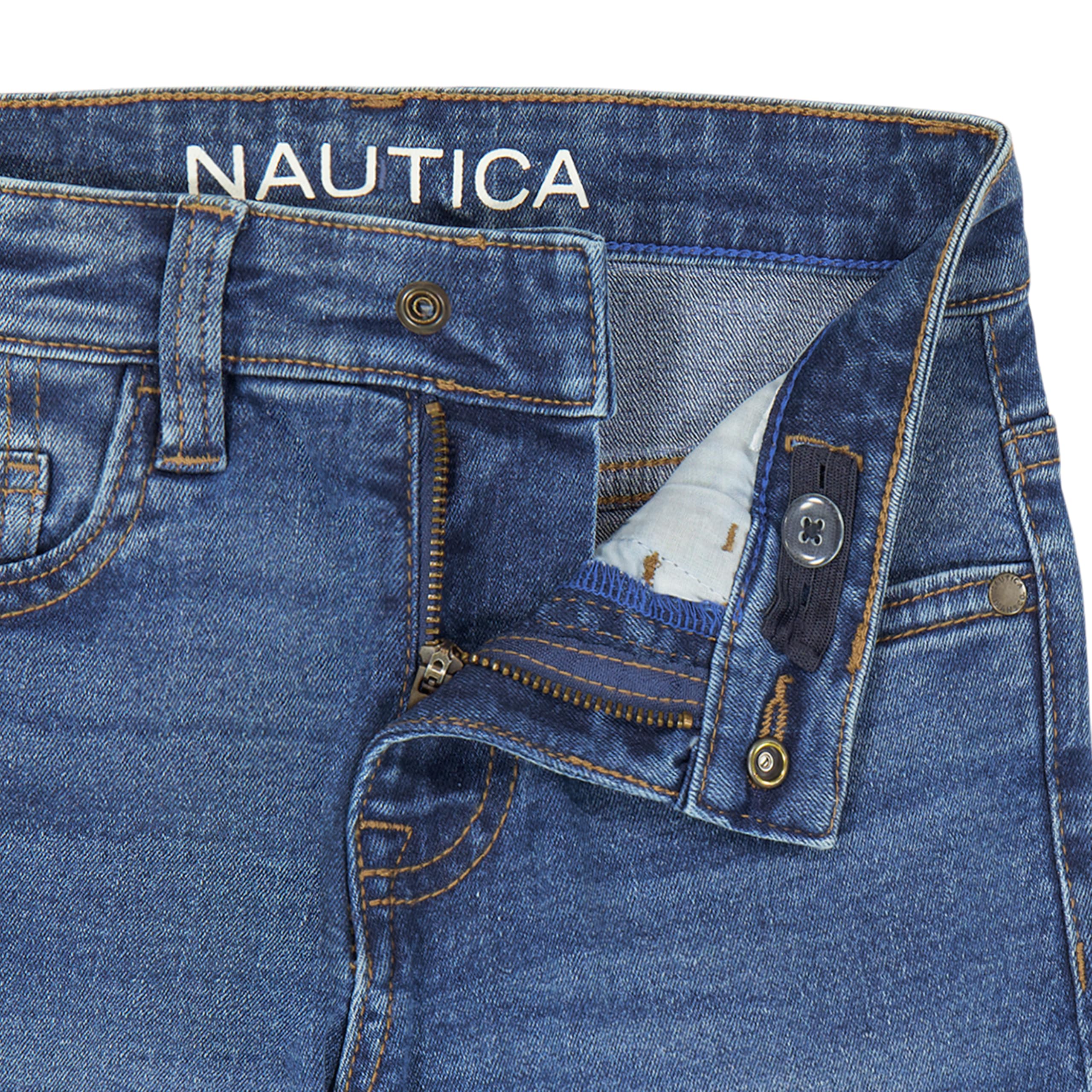 Nautica Boys' Classic Fit Straight Leg Denim Jeans, 5-Pocket Style, Zipper Fly & Button Closure