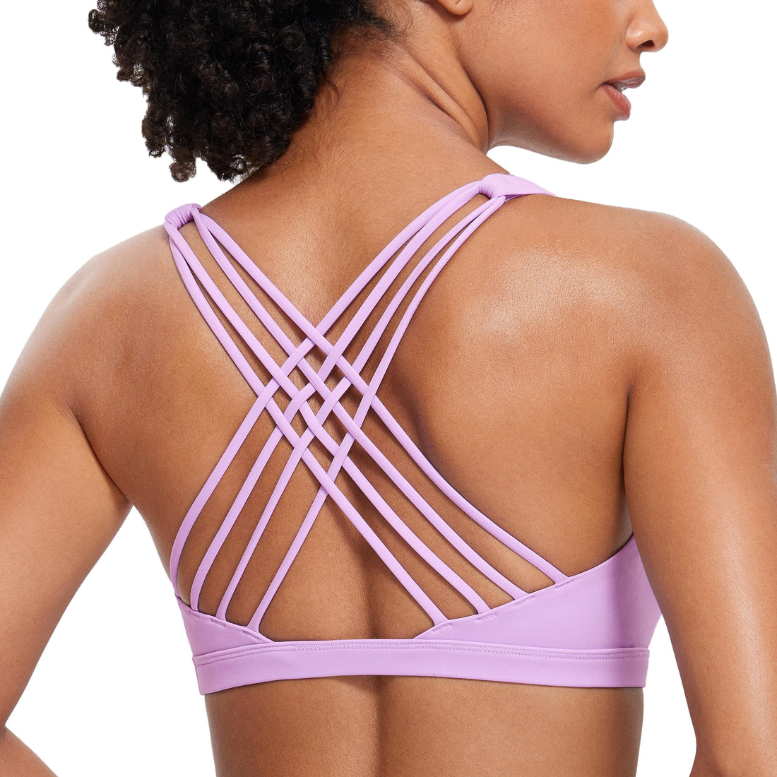CRZ YOGA Naked Feeling Cross Back Sports Bras | Light Support, Removable Pads, Yoga, Sleek, Strappy, Scoop Neck, for Women