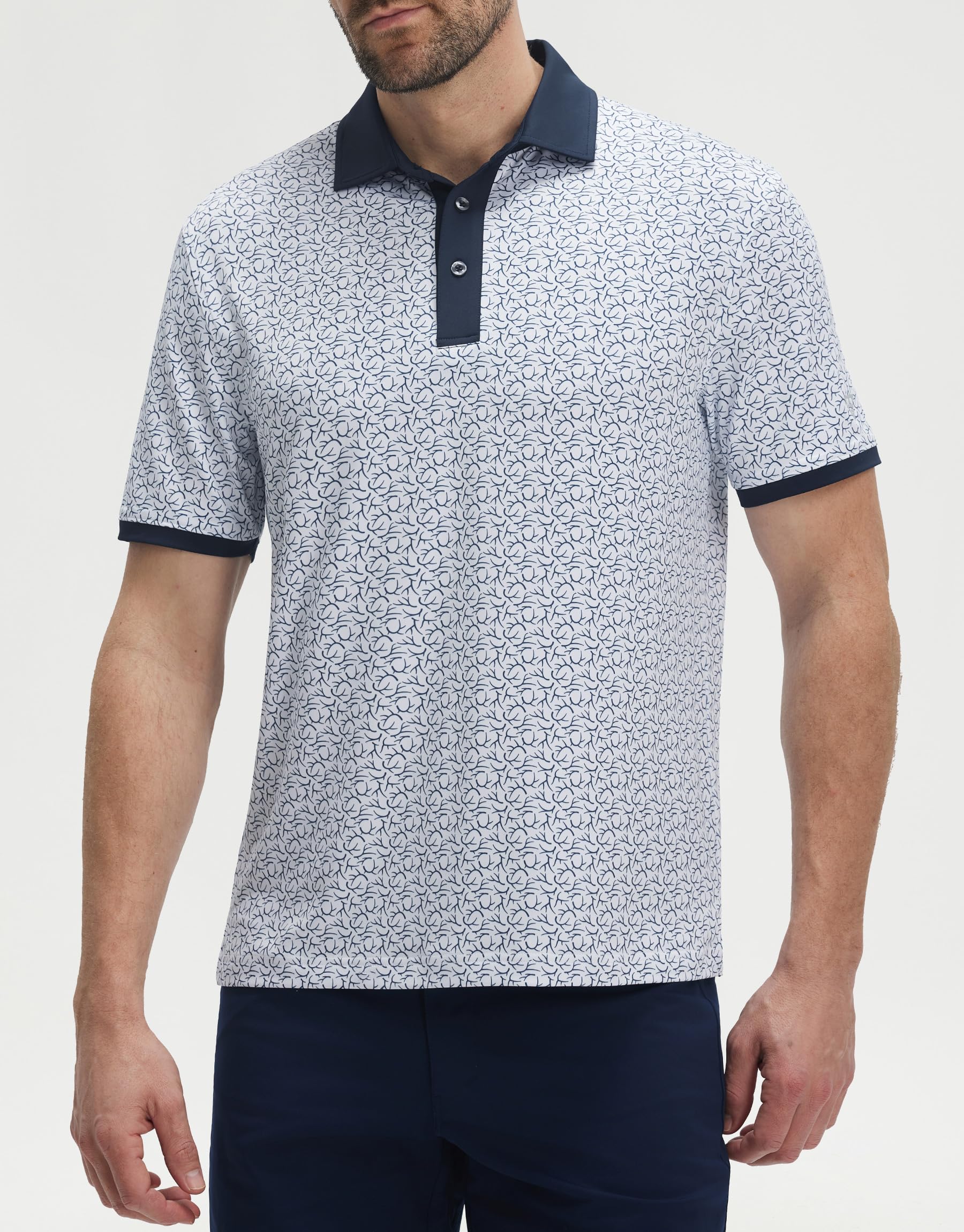 M MAELREG Golf Polo Shirts for Men Dry Fit Performance Lightweight Printing Contrast Collar Mens Golf Shirts Short Sleeve
