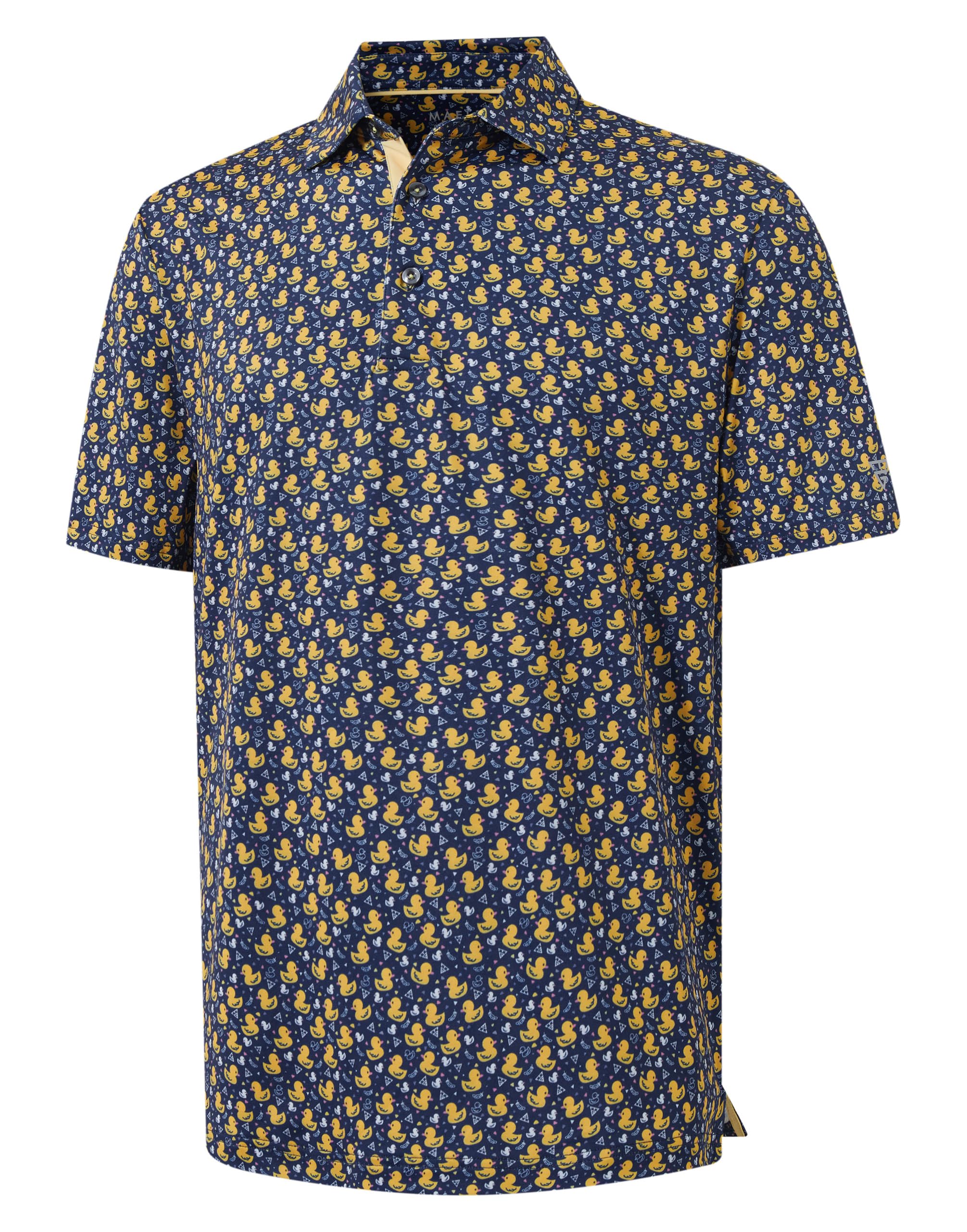M MAELREG Mens Golf Shirt Print Performance Moisture Wicking Dry Fit Short Sleeve Casual Collared Polo Shirts for Men