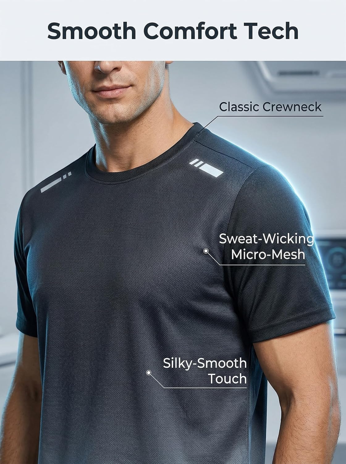 3 Pack Mens T-Shirts - Dry Fit Workout Shirts for Men, Gradient Athletic Short Sleeve Mesh Tees, Quick Dry Gym Tops