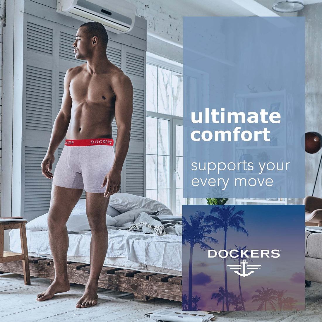 DOCKERS Mens Boxer Briefs Breathable Cotton Underwear for Men Pack of 5