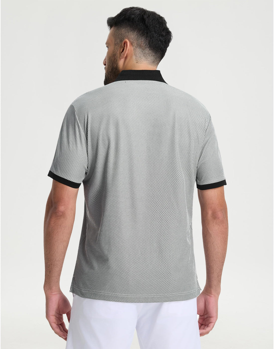 M MAELREG Mens Golf Polo Shirts Jacquard Ribbed Collar Performance Moisture Wicking Dry Fit Short Sleeve Golf Shirts for Men