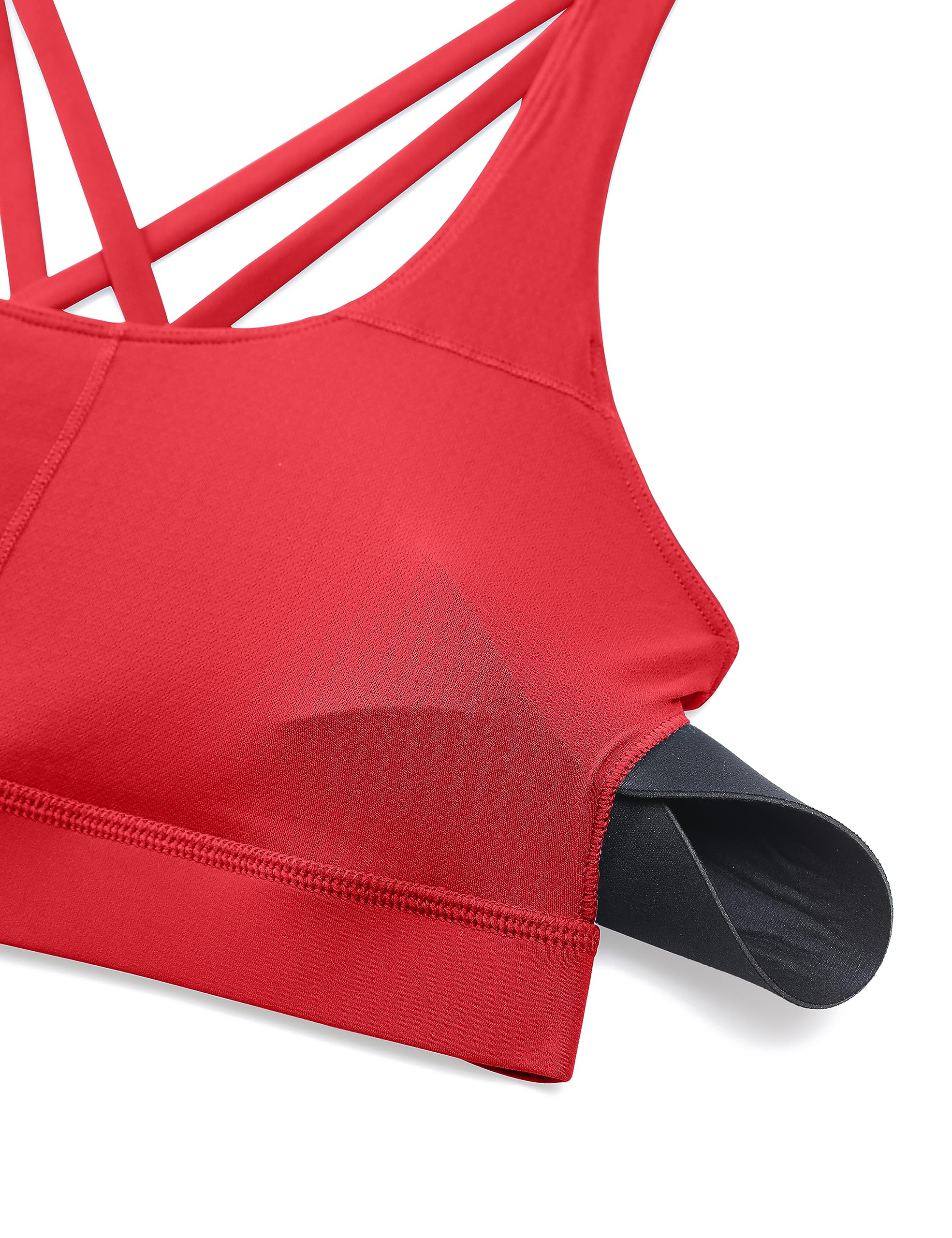CRZ YOGA Naked Feeling Strappy Sports Bras | Medium Support, Removable Pads, Yoga, Sleek, Scoop Neck, for Women