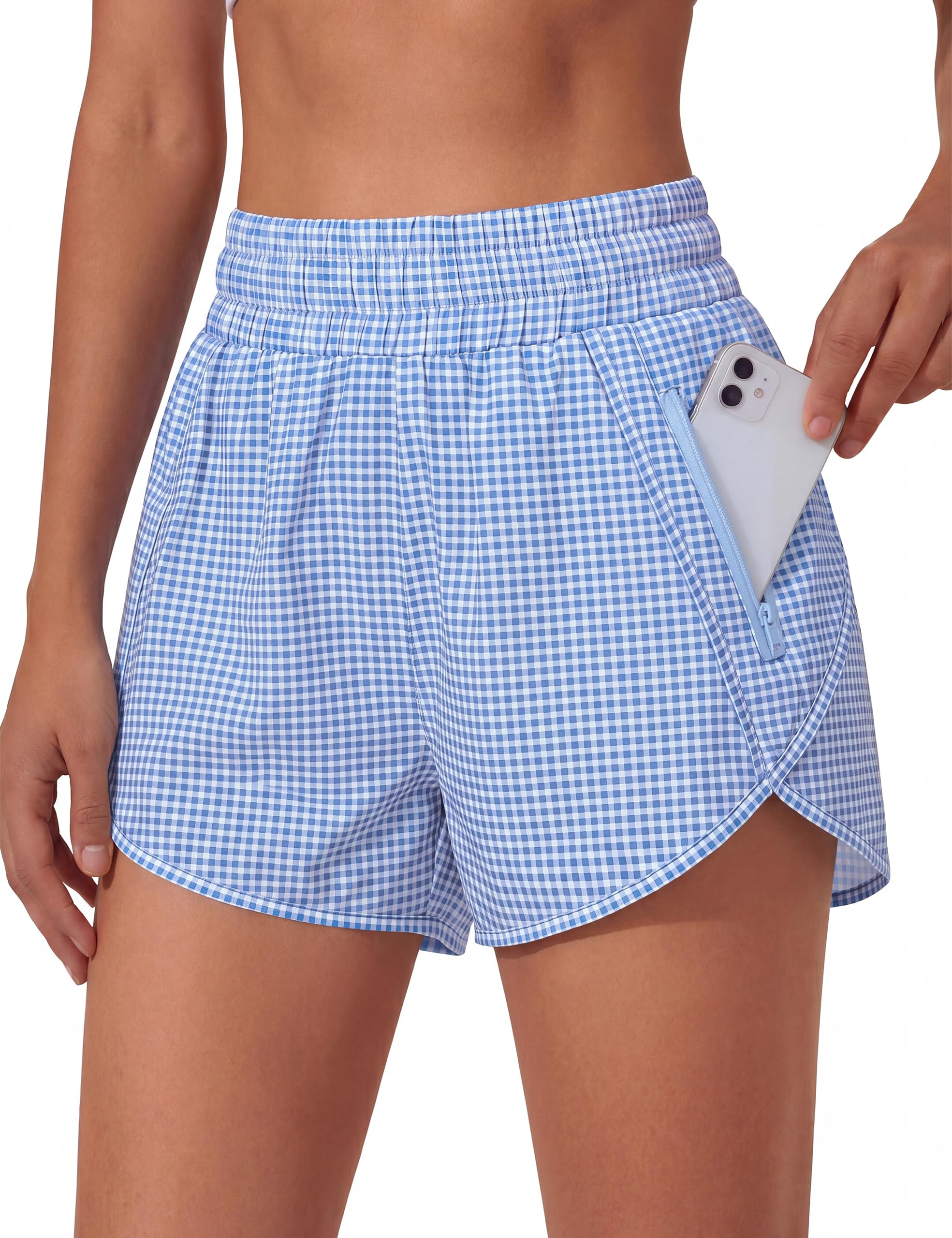 BMJL Women's Running Shorts Elastic High Waisted with Pockets, 2.5" Sporty Workout Quick Dry Athletic Shorts
