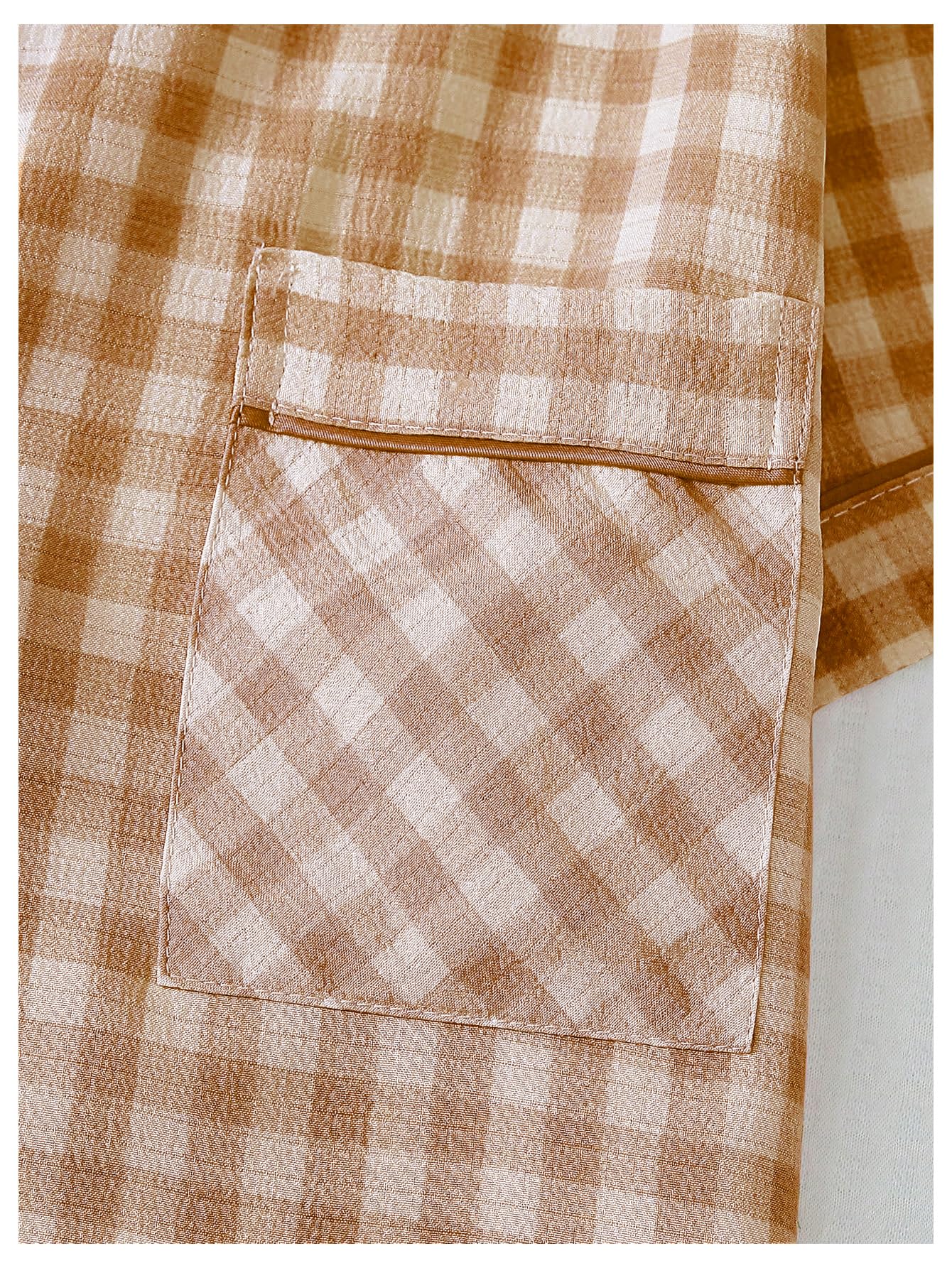 Verdusa Pajamas Sets 2 Piece Gingham Cute Button Down Shirts with Shorts
