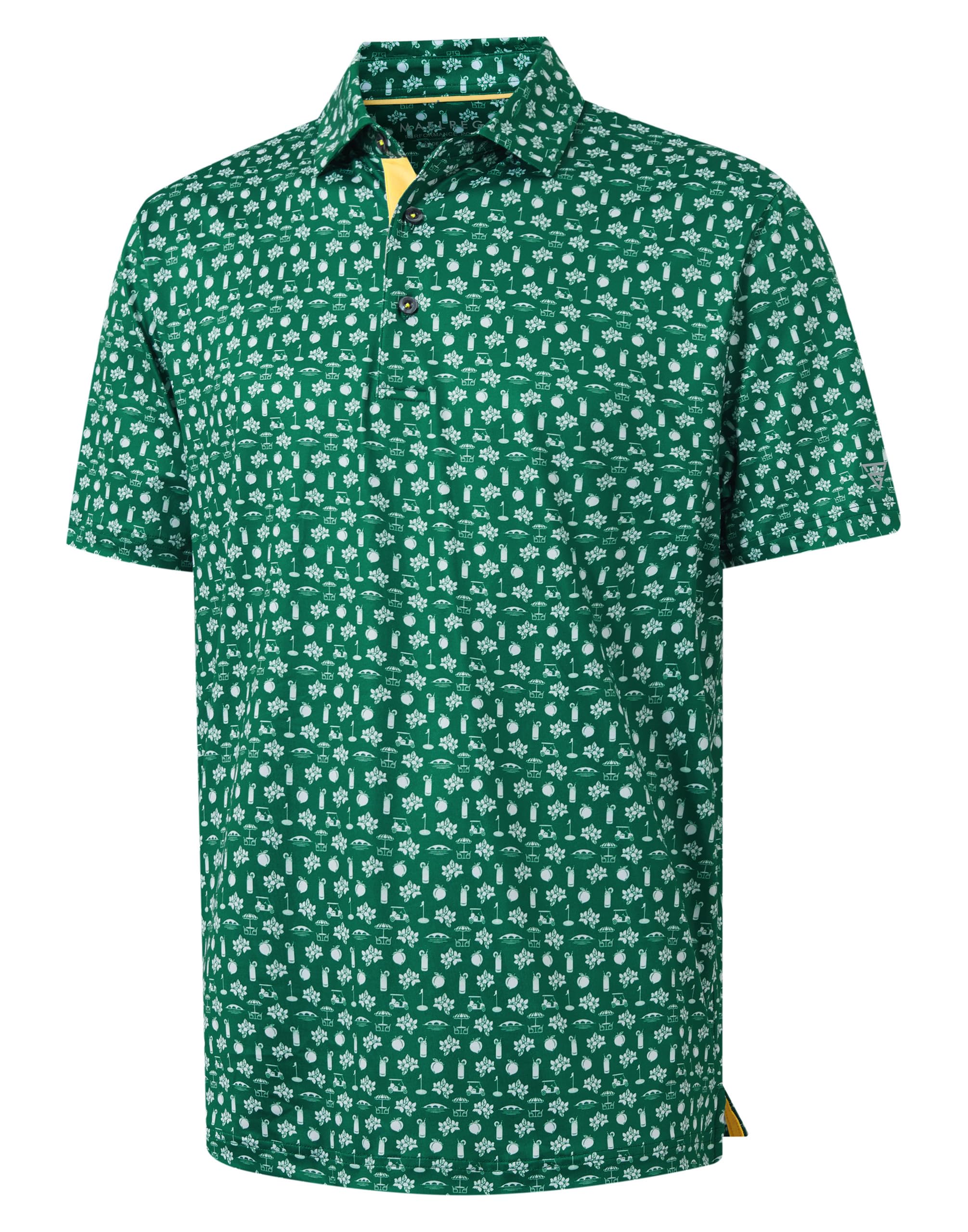 M MAELREG Mens Golf Shirt Print Performance Moisture Wicking Dry Fit Short Sleeve Casual Collared Polo Shirts for Men