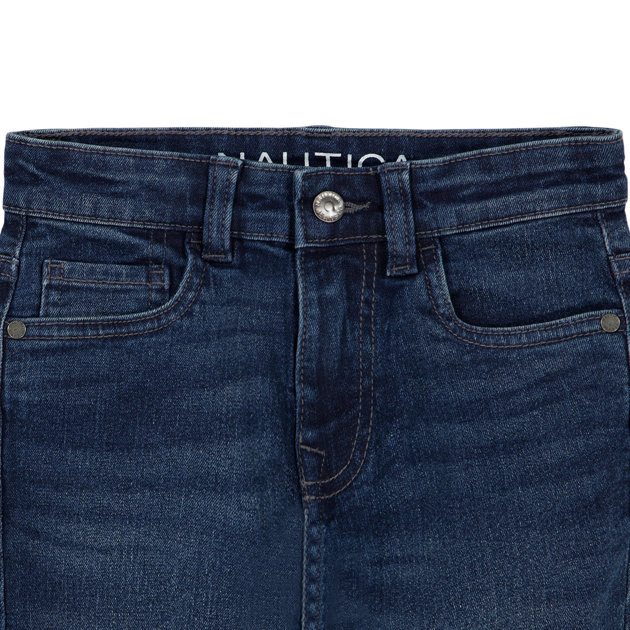 Nautica Boys' Classic Fit Straight Leg Denim Jeans, 5-Pocket Style, Zipper Fly & Button Closure