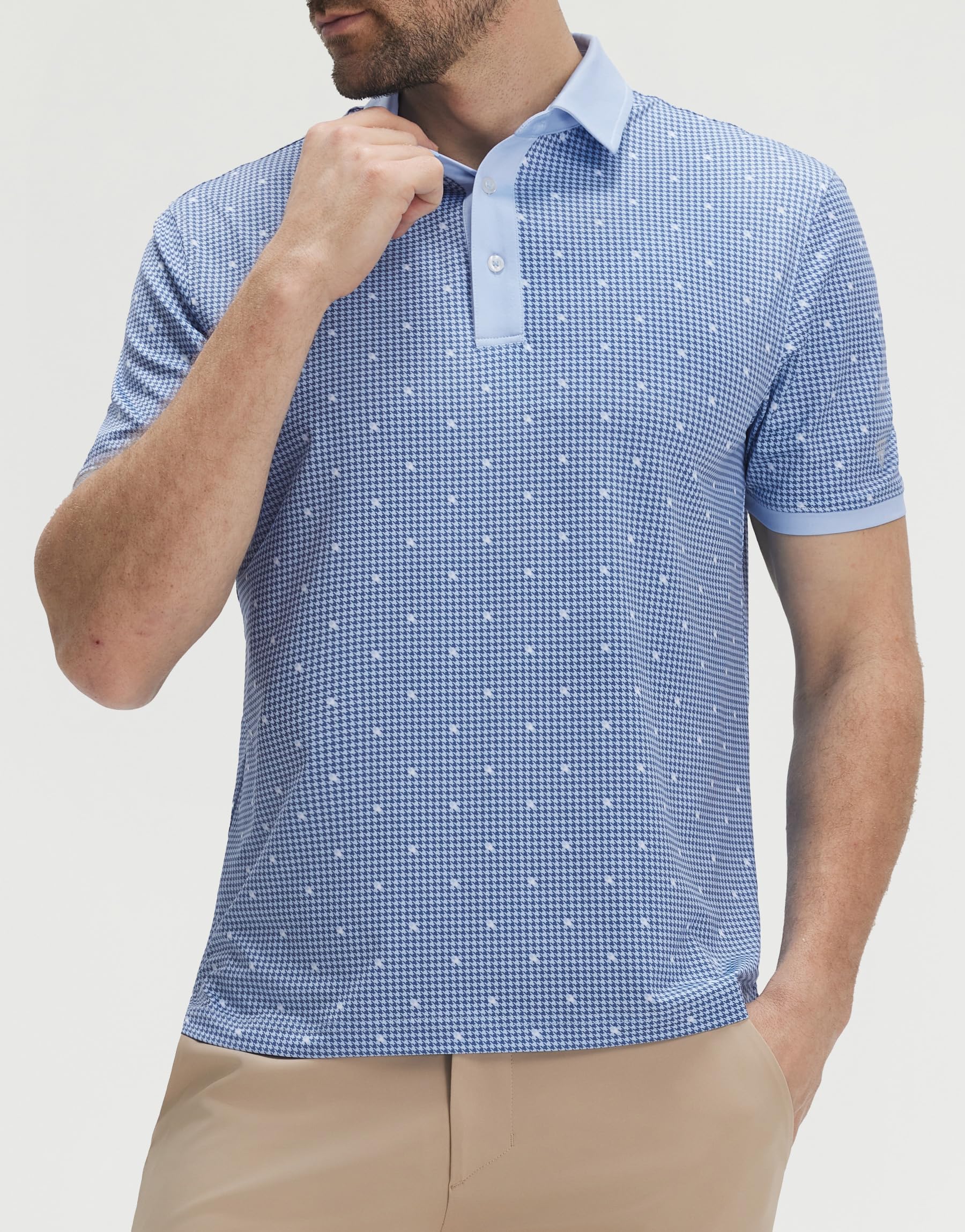 M MAELREG Golf Polo Shirts for Men Dry Fit Performance Lightweight Printing Contrast Collar Mens Golf Shirts Short Sleeve