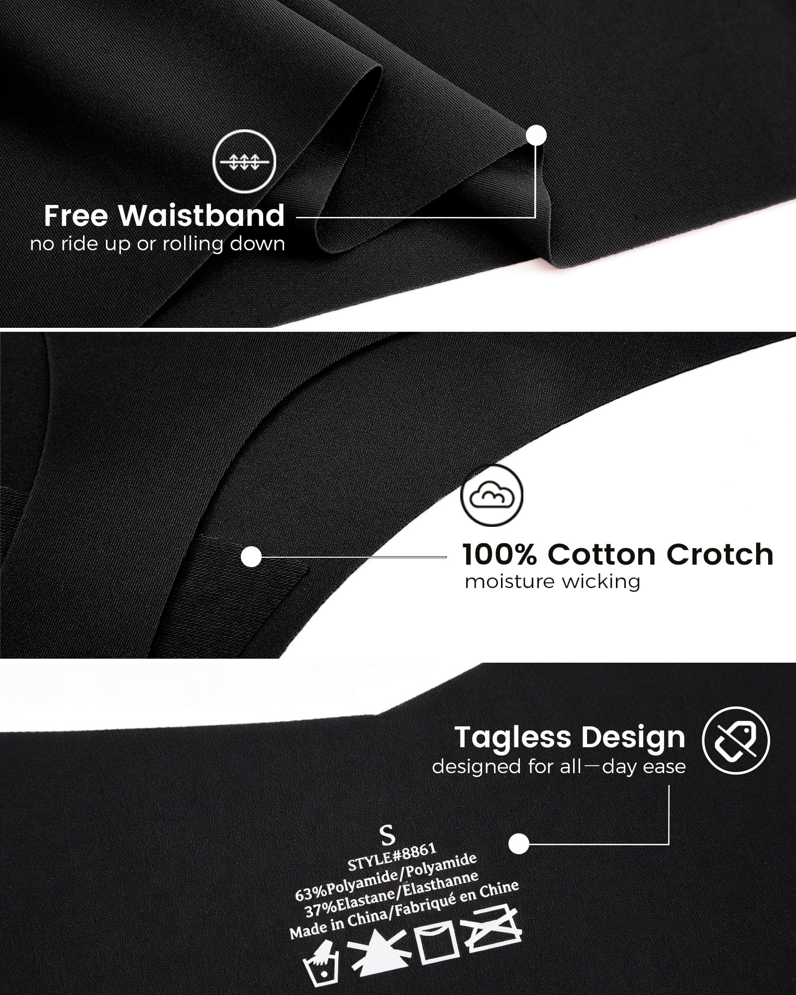 Take Talk Underwear Womens 9 Pack Seamless Thongs No Show Workout Panties | V-waisted Invisible Sexy Tangas,Lingerie for Women,for Workout Sets for Women,for Fitness Clothing,for Gym,Yoga,Running