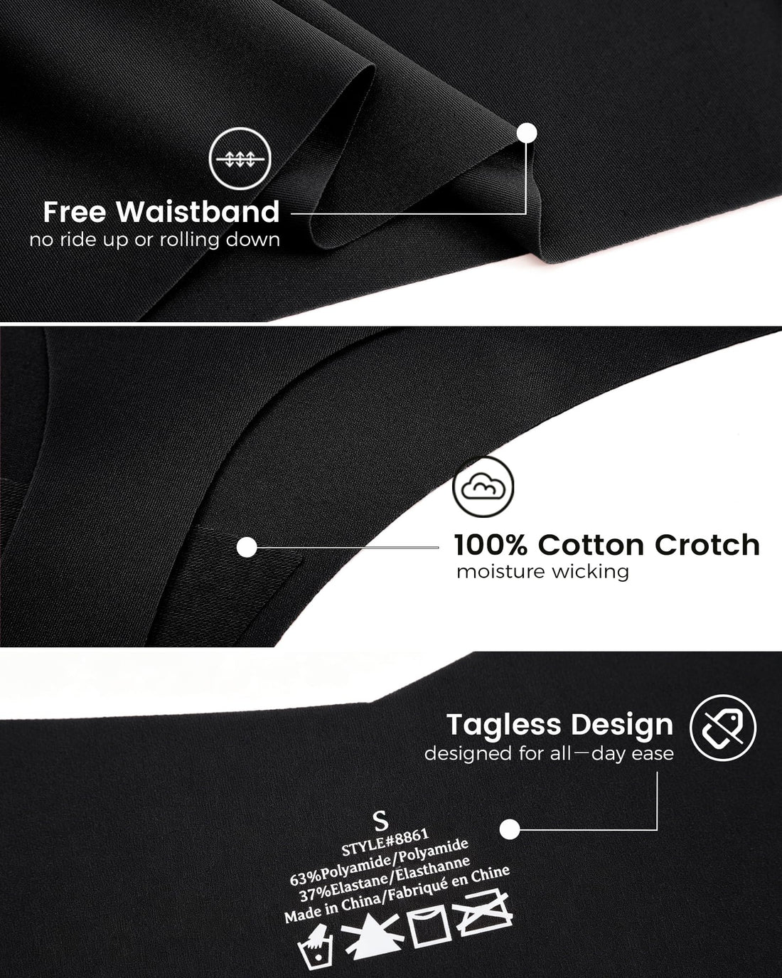 Take Talk Underwear Womens 9 Pack Seamless Thongs No Show Workout Panties | V-waisted Invisible Sexy Tangas,Lingerie for Women,for Workout Sets for Women,for Fitness Clothing,for Gym,Yoga,Running